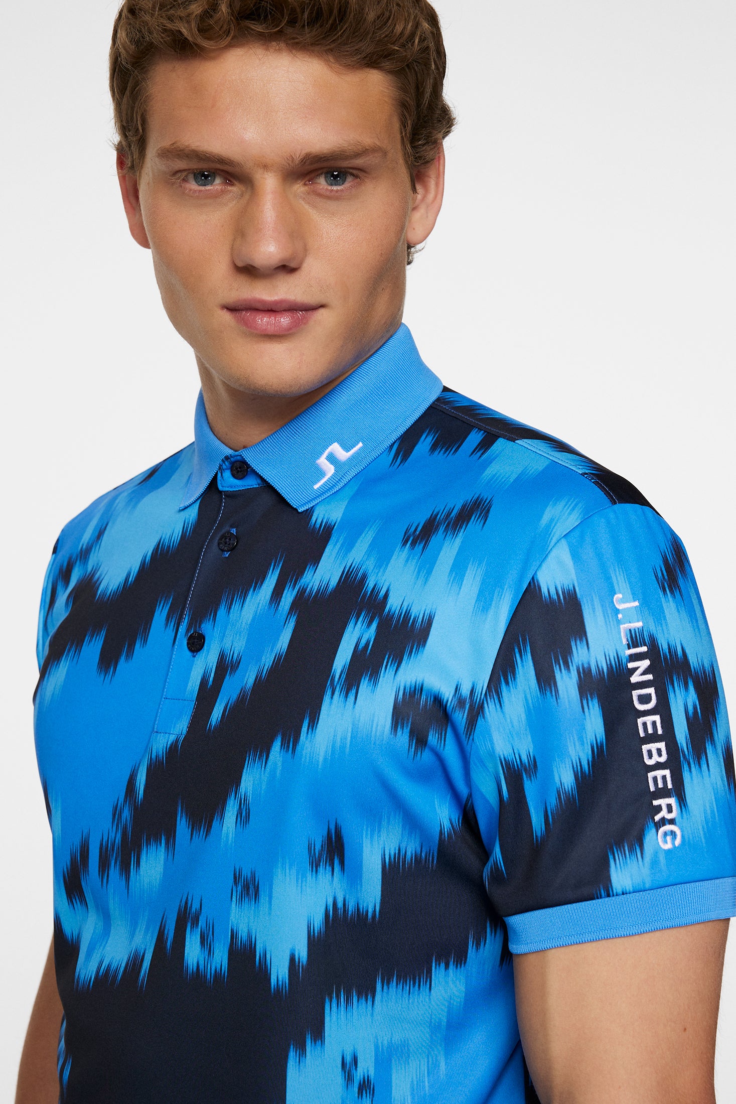 Tour Tech Print Polo / Warp Sonic Blue L – J.LINDEBERG