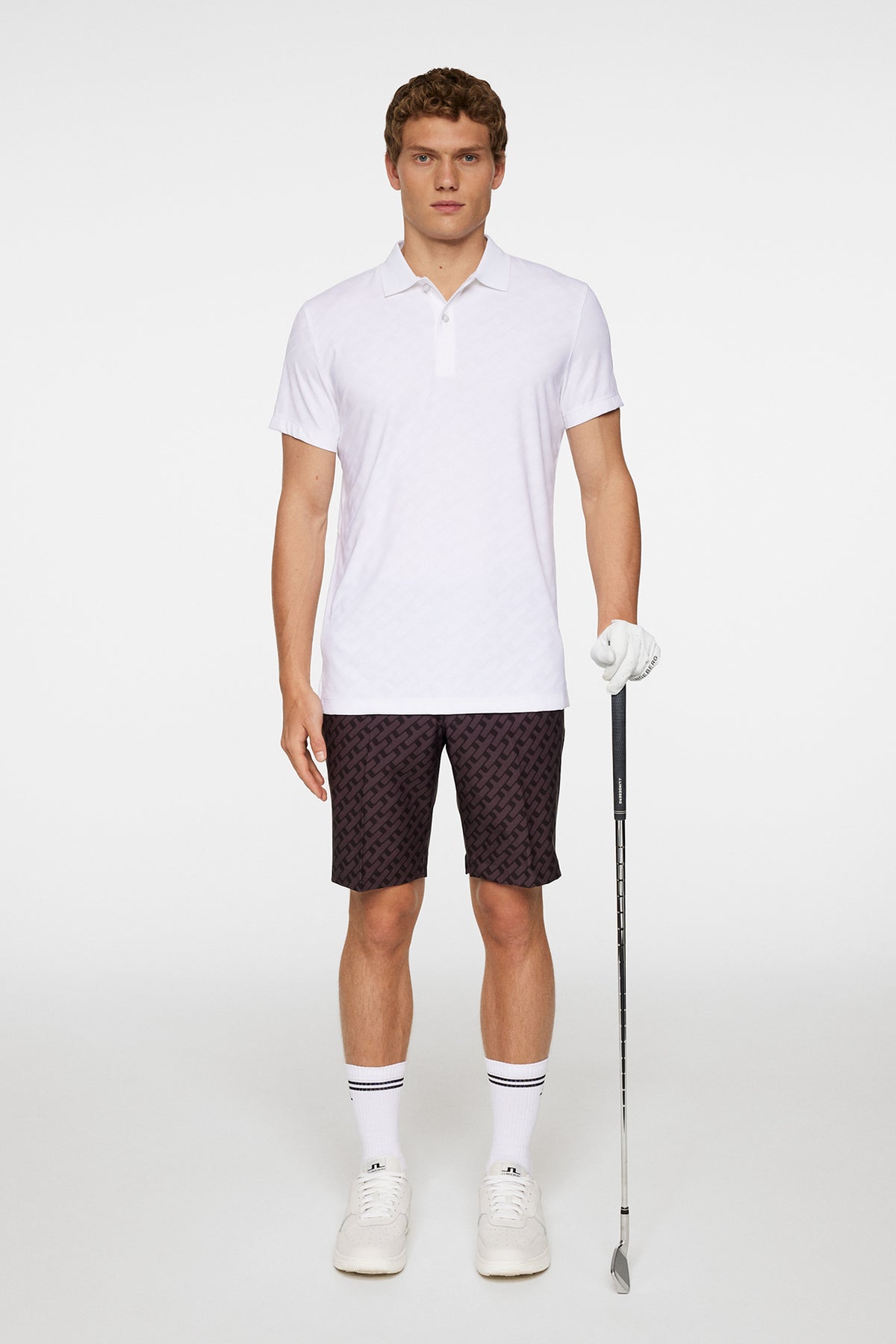 Bison Jacquard  Polo in White by J.Lindeberg