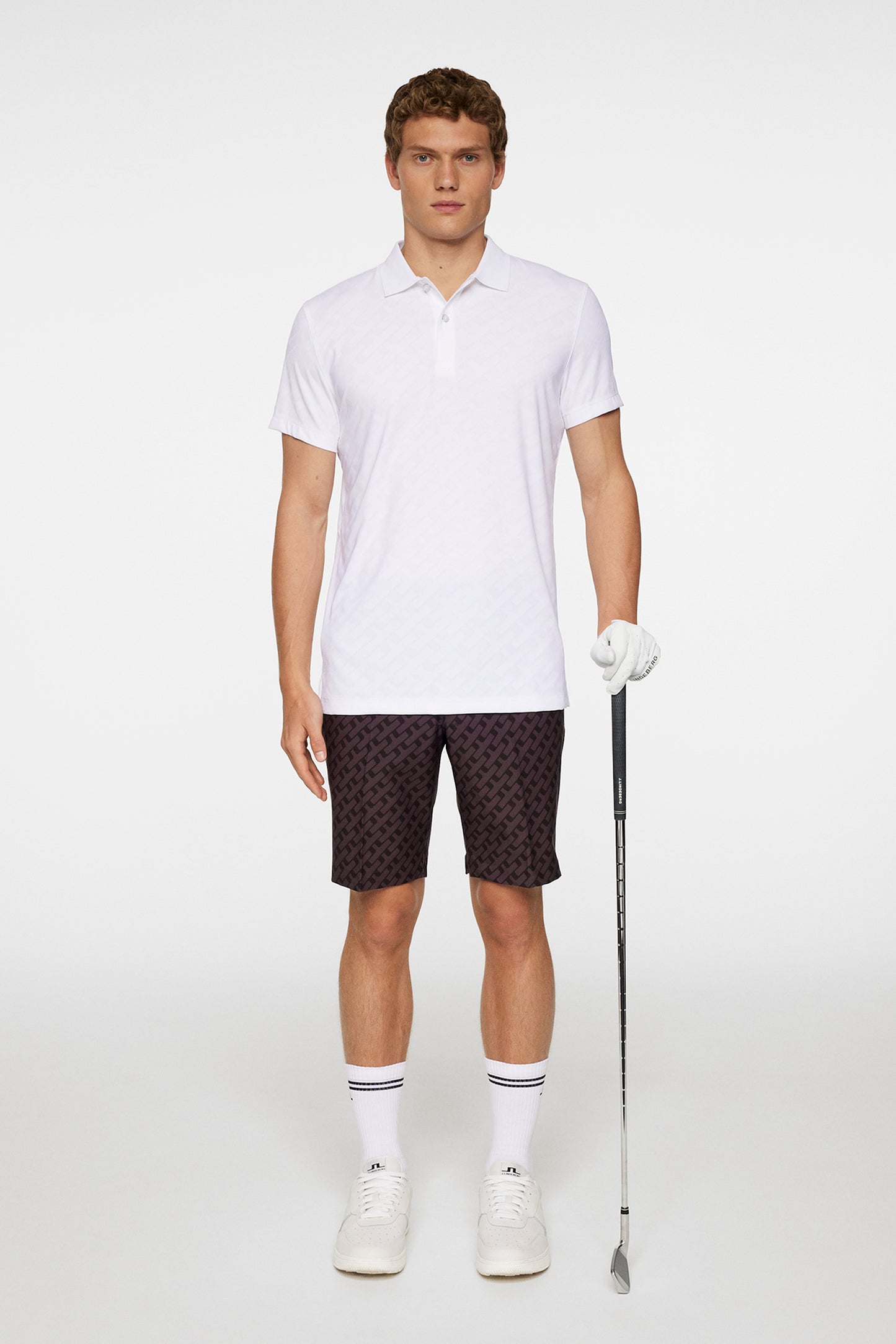 Bison Jacquard  Polo in White by J.Lindeberg