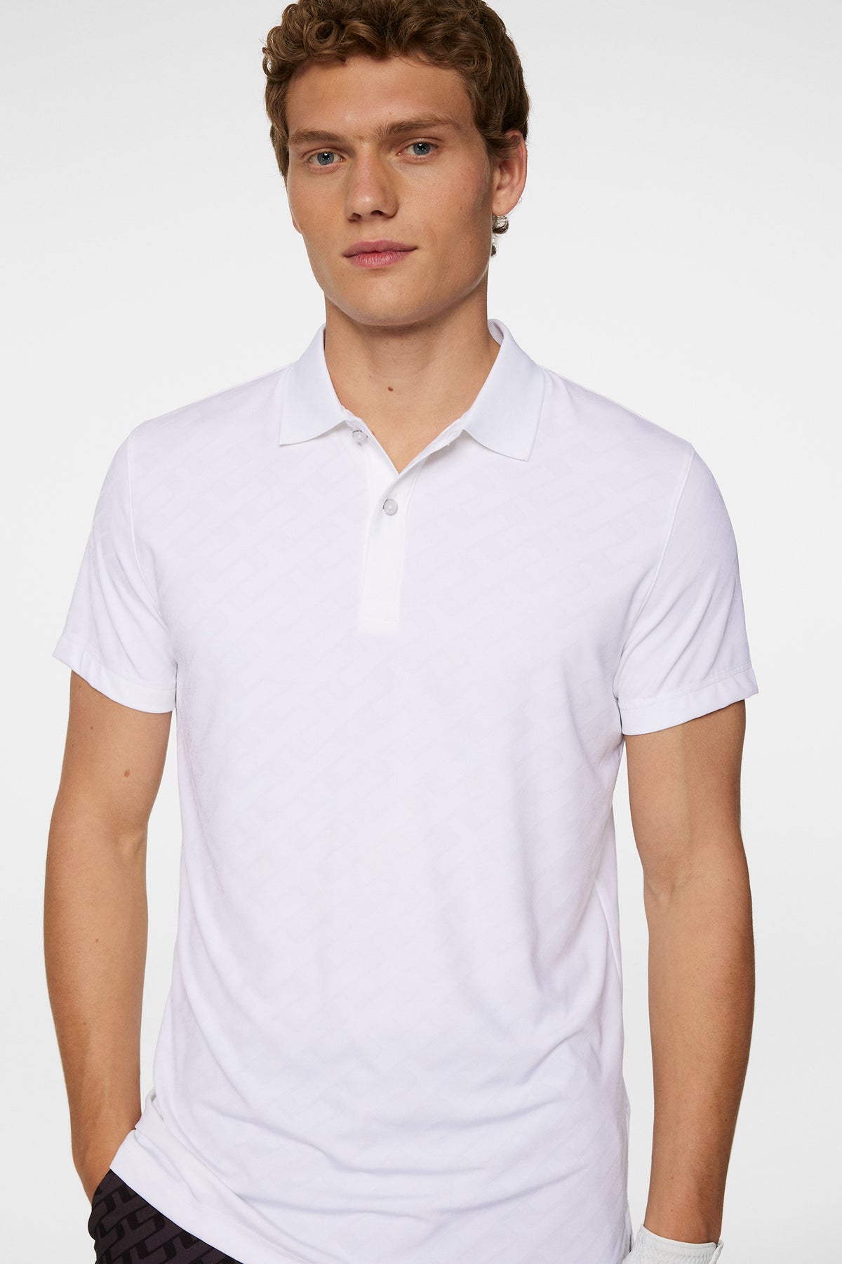 Bison Jacquard  Polo in White by J.Lindeberg