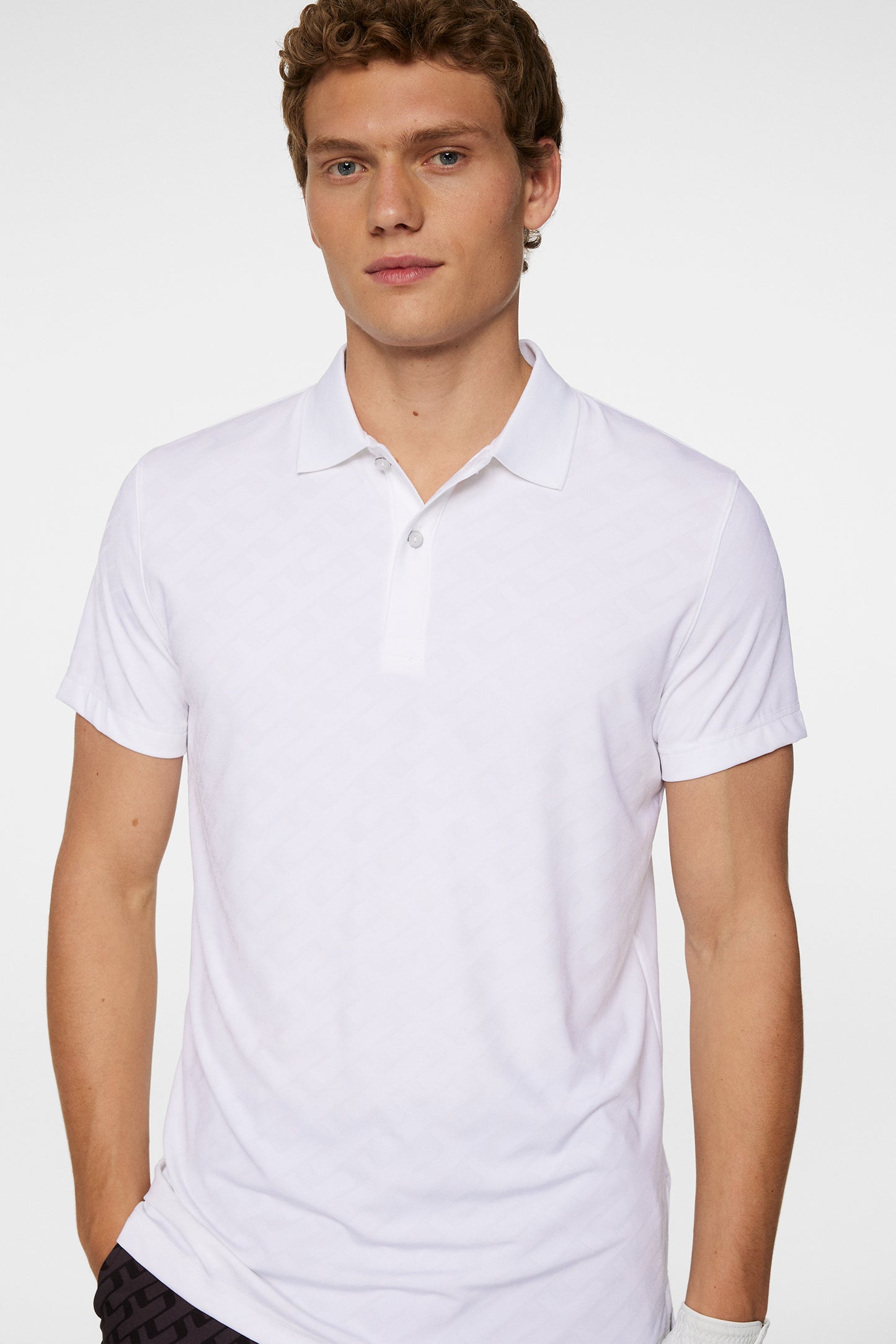 Bison Jacquard  Polo in White by J.Lindeberg