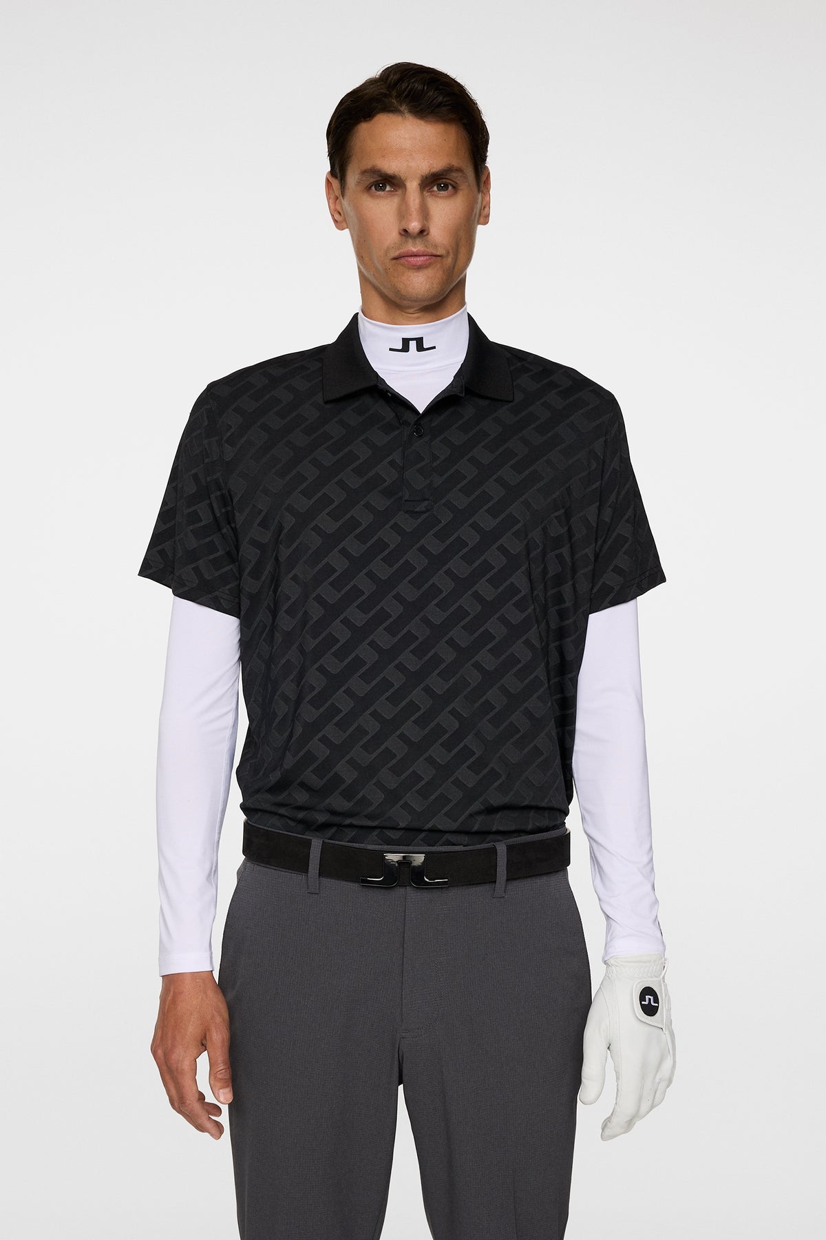 Bison Jacquard  Polo in Black by J.Lindeberg