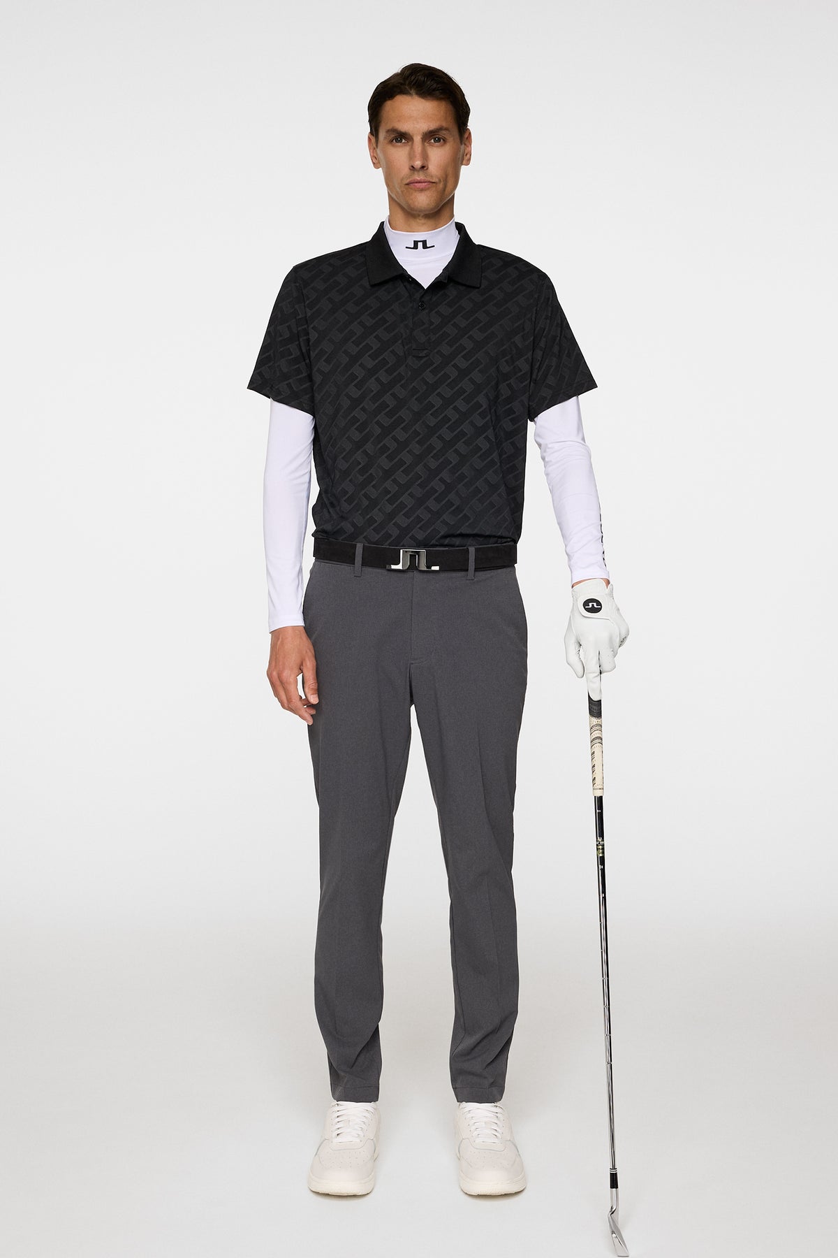 Bison Jacquard  Polo in Black by J.Lindeberg