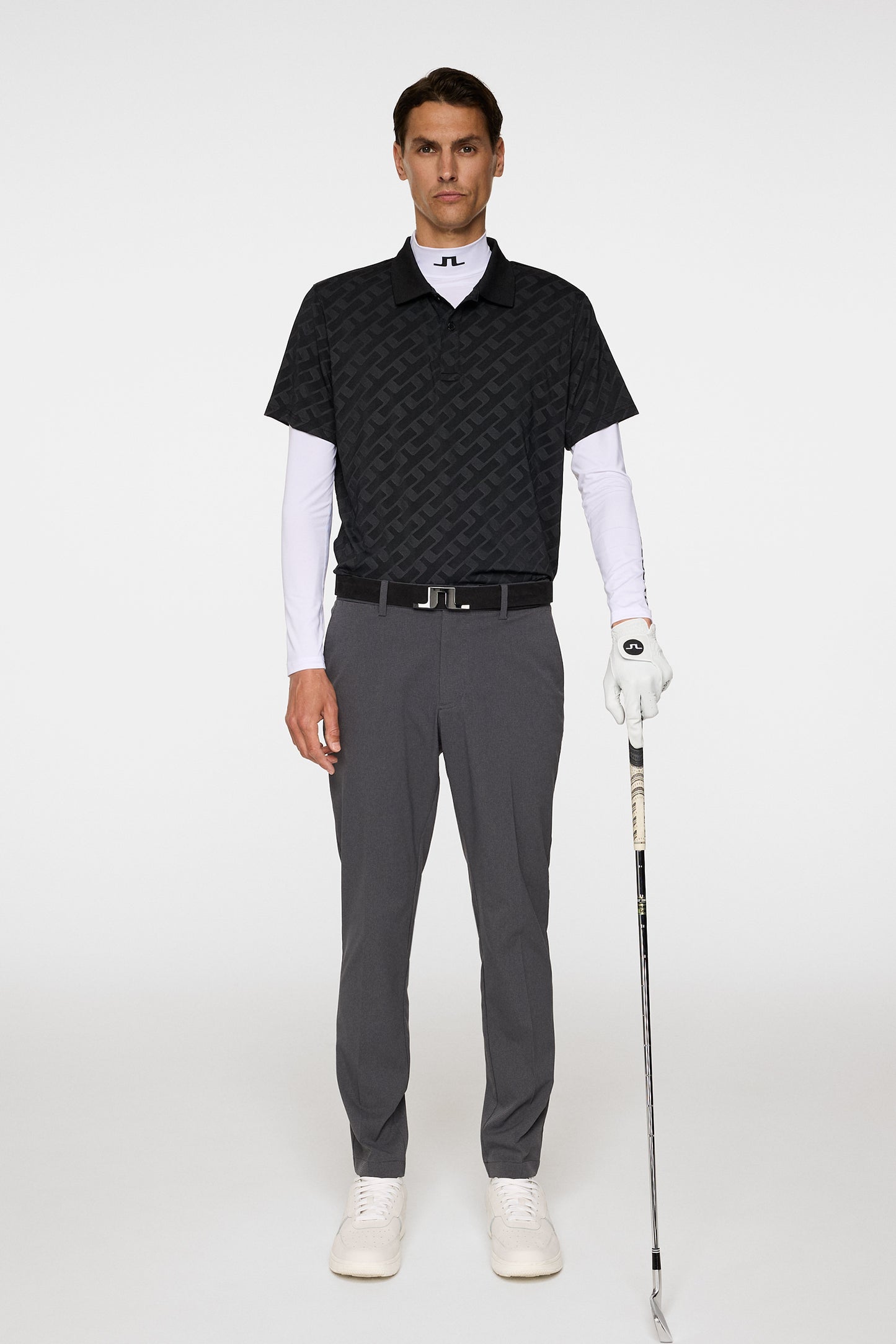 Bison Jacquard  Polo in Black by J.Lindeberg