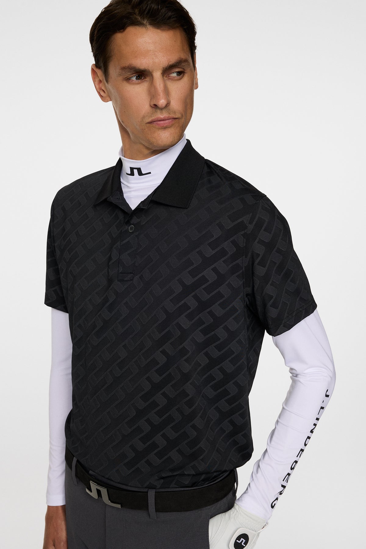 Bison Jacquard  Polo in Black by J.Lindeberg