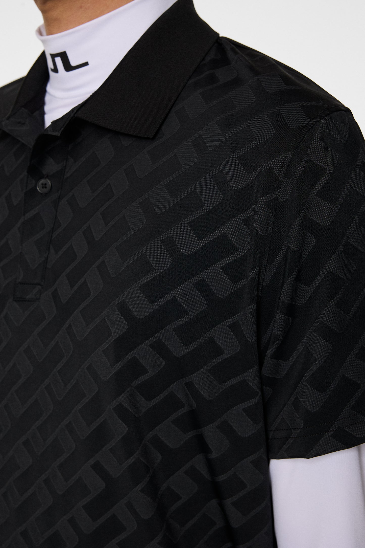 Bison Jacquard  Polo in Black by J.Lindeberg