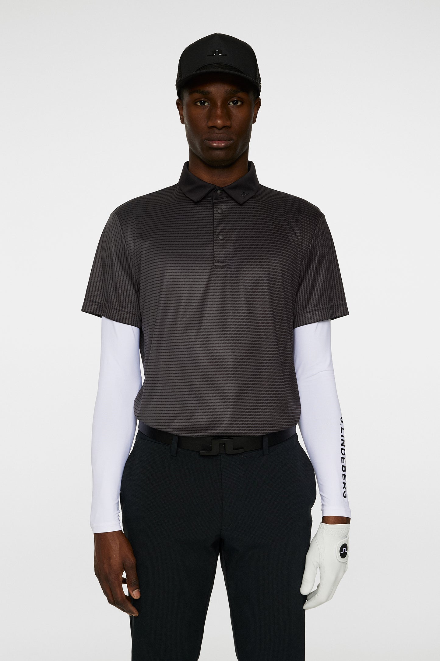 Marvin Stripe Polo in Asphalt by J.Lindeberg