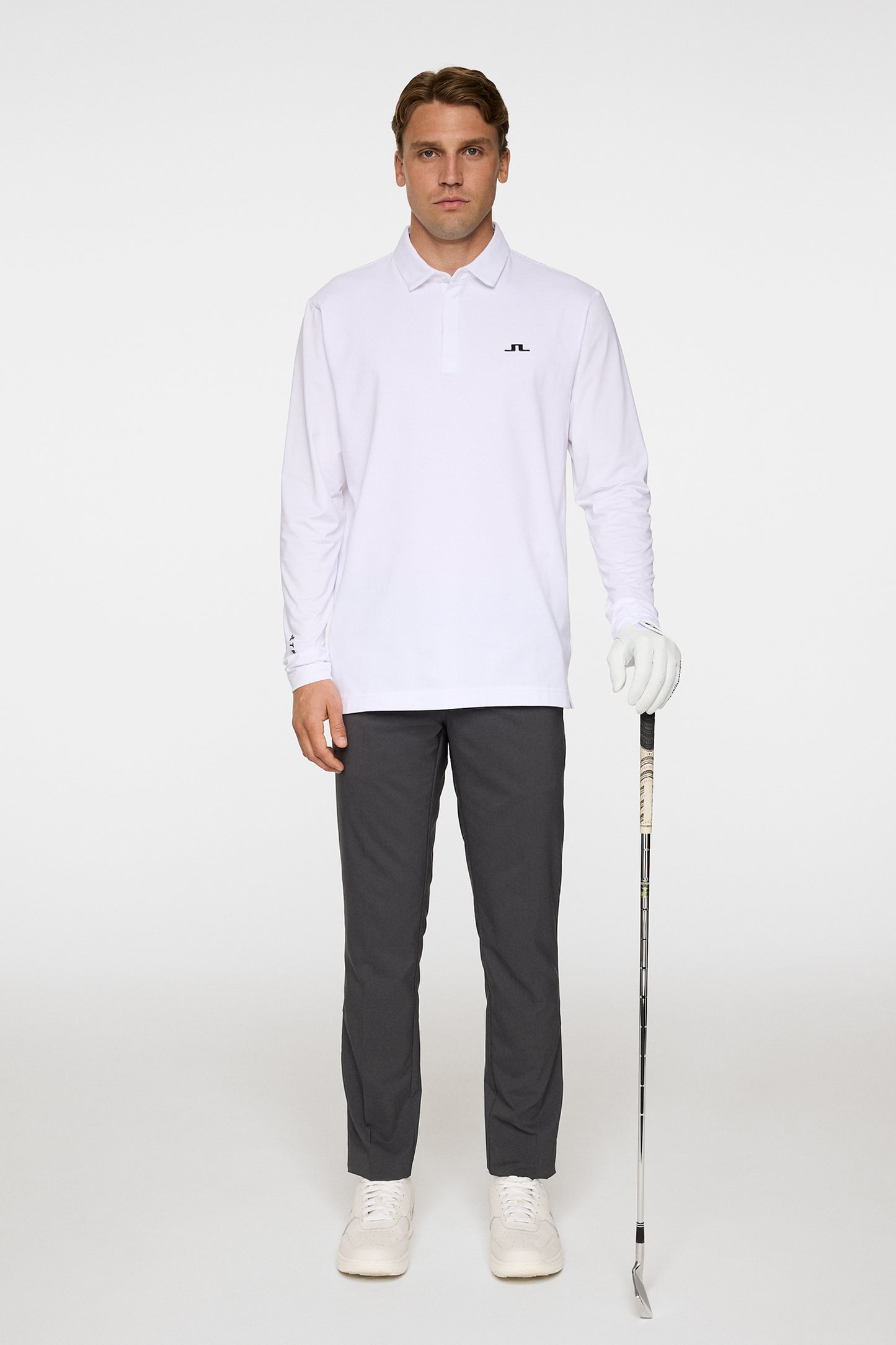 Sean Hybrid LS Polo in White by J.Lindeberg