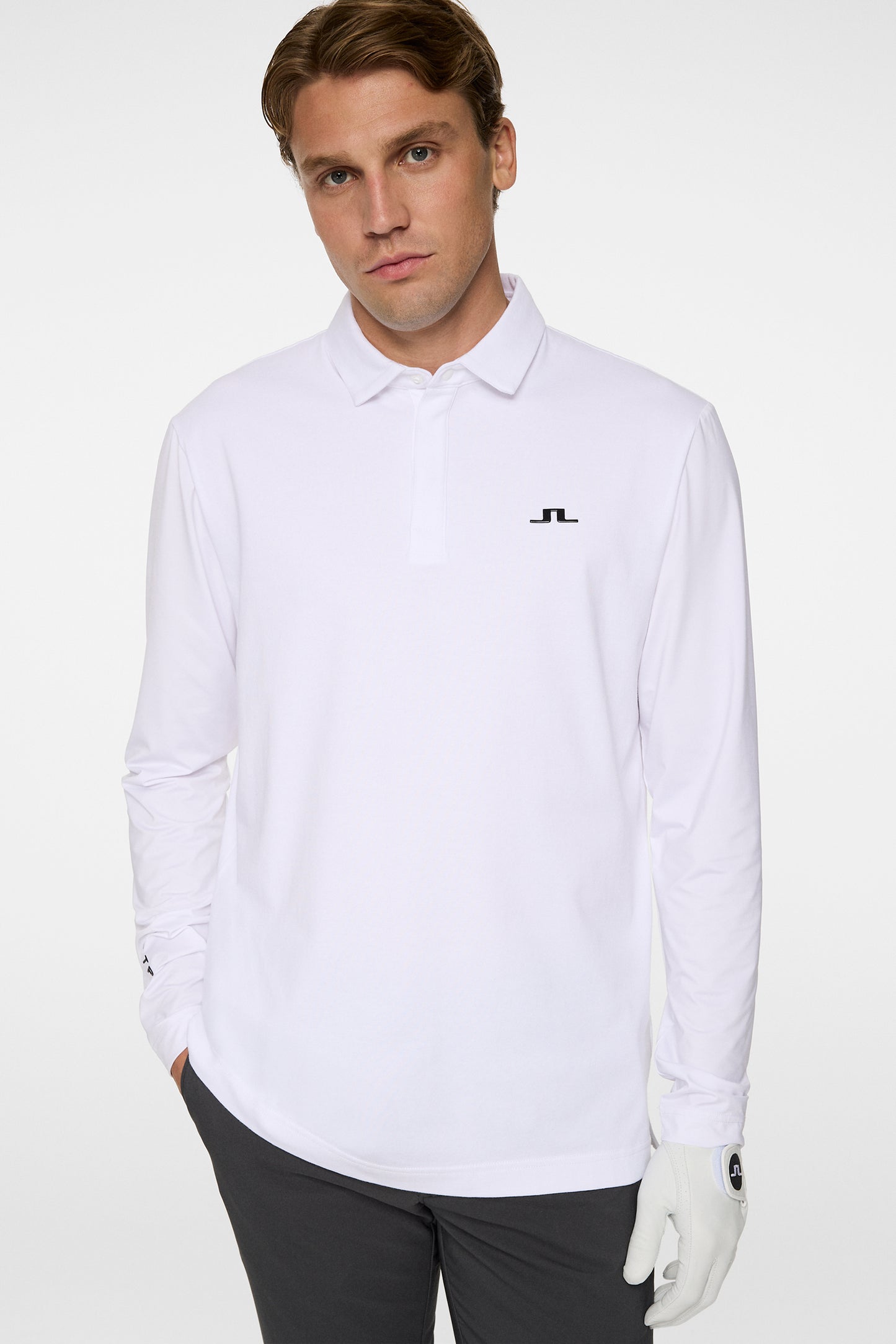 Sean Hybrid LS Polo in White by J.Lindeberg