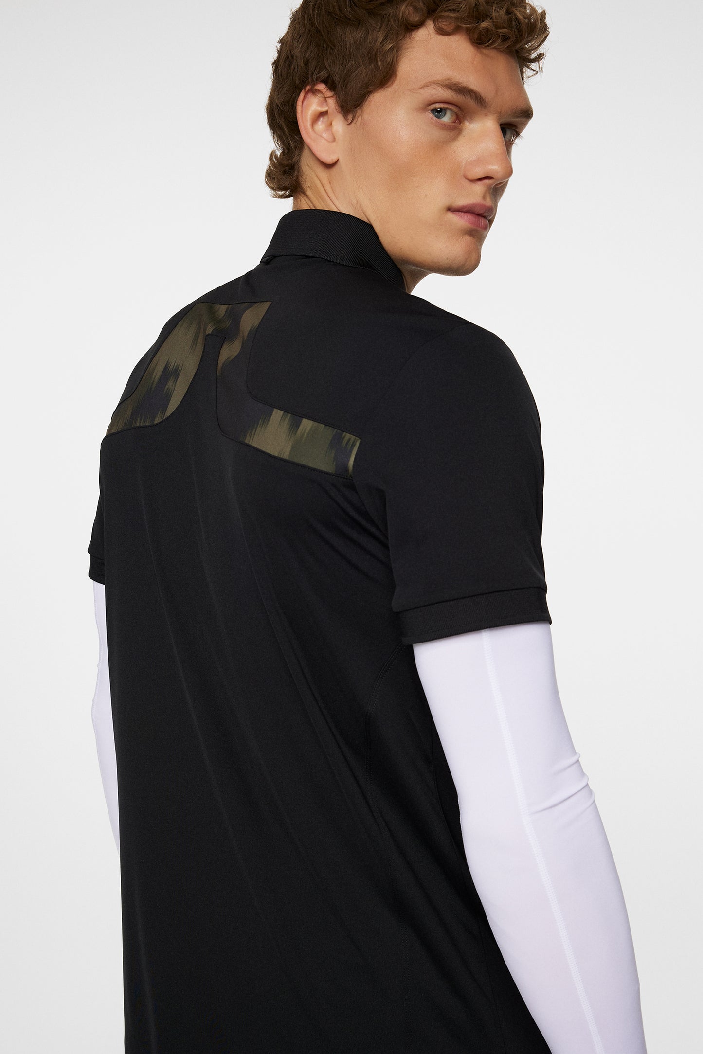 KV Print Polo in Black by J.Lindeberg