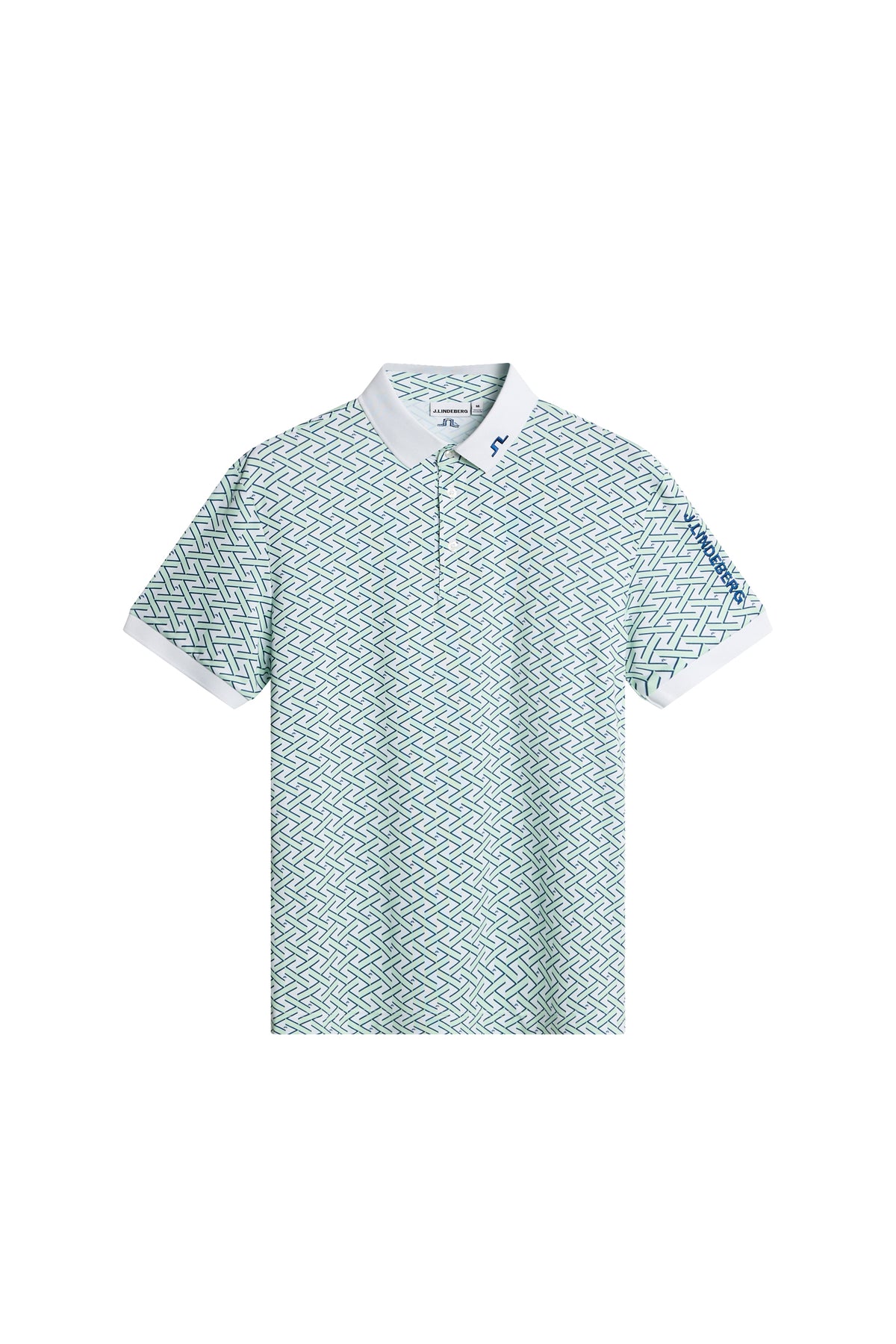 Tour Tech Print Polo in Ladder White Bay S by J.Lindeberg
