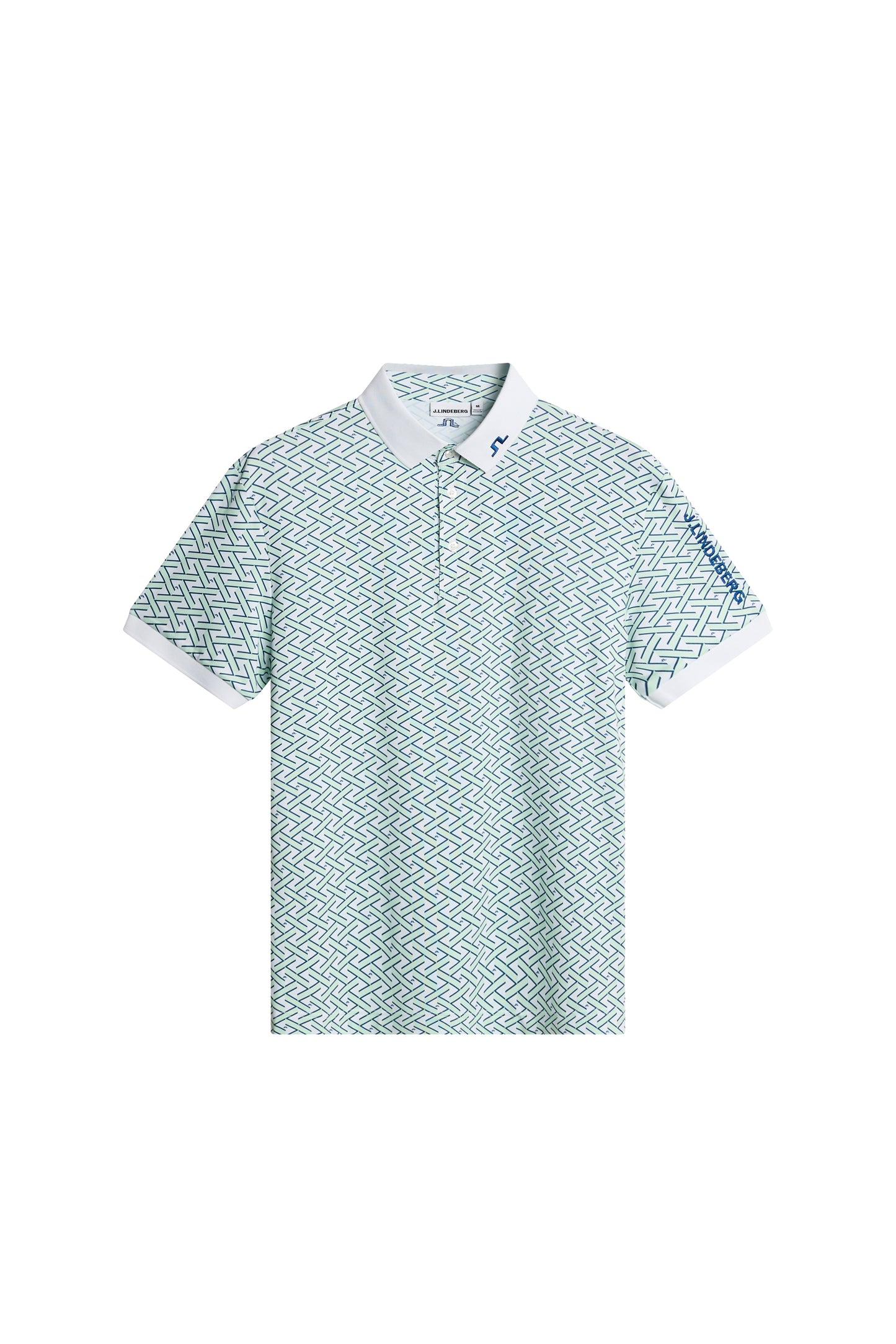 Tour Tech Print Polo in Ladder White Bay S by J.Lindeberg