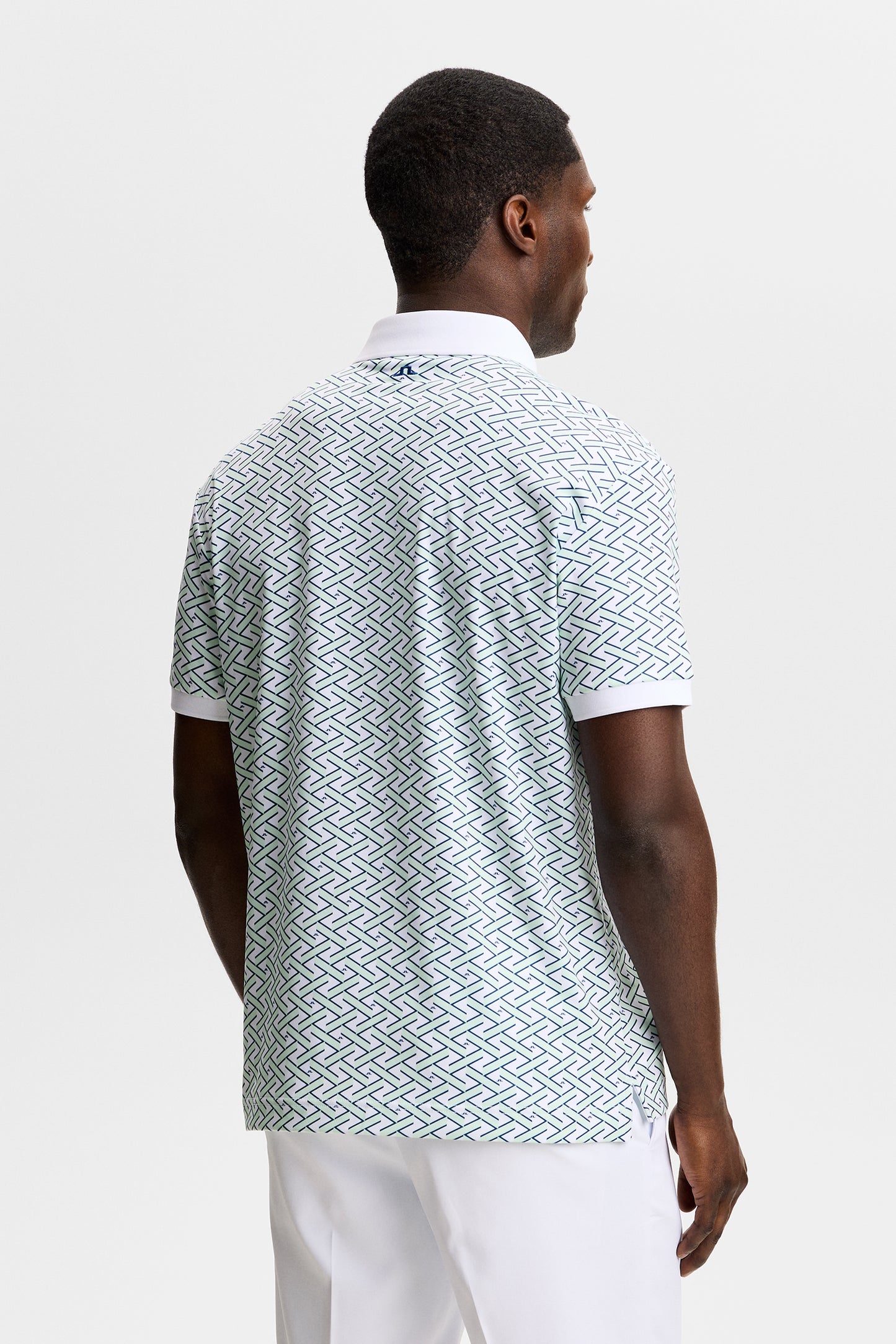 Tour Tech Print Polo in Ladder White Bay S by J.Lindeberg