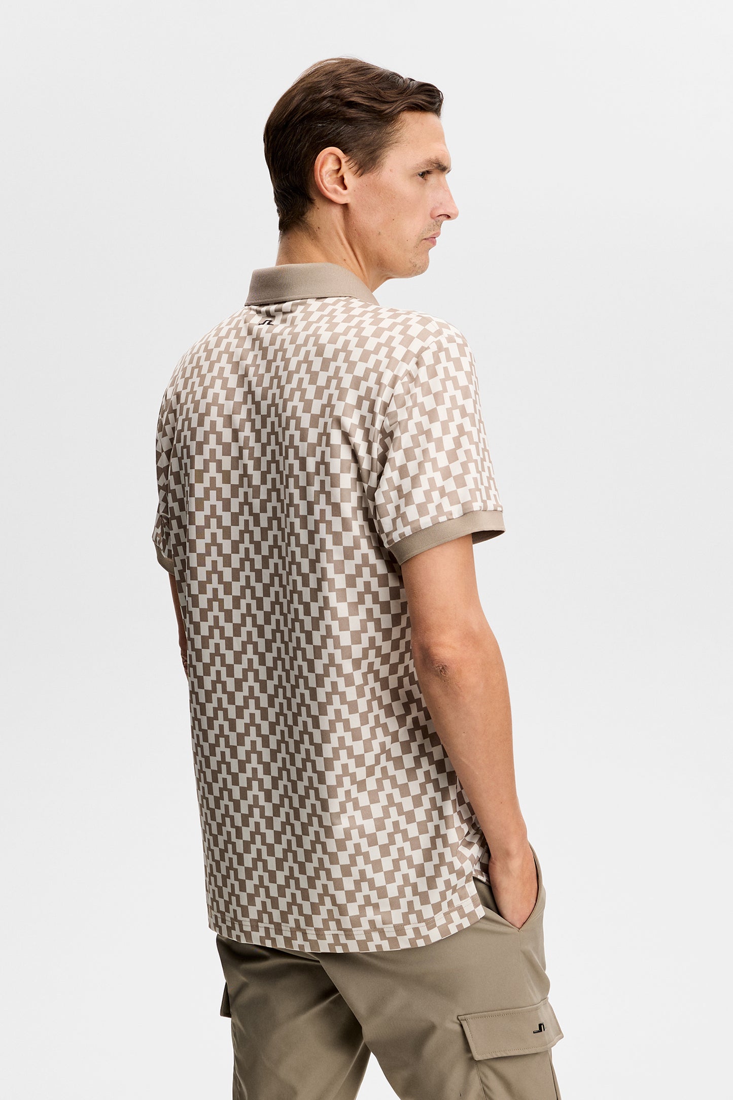 Tour Tech Print Polo in Bridge Stack Brindle M by J.Lindeberg