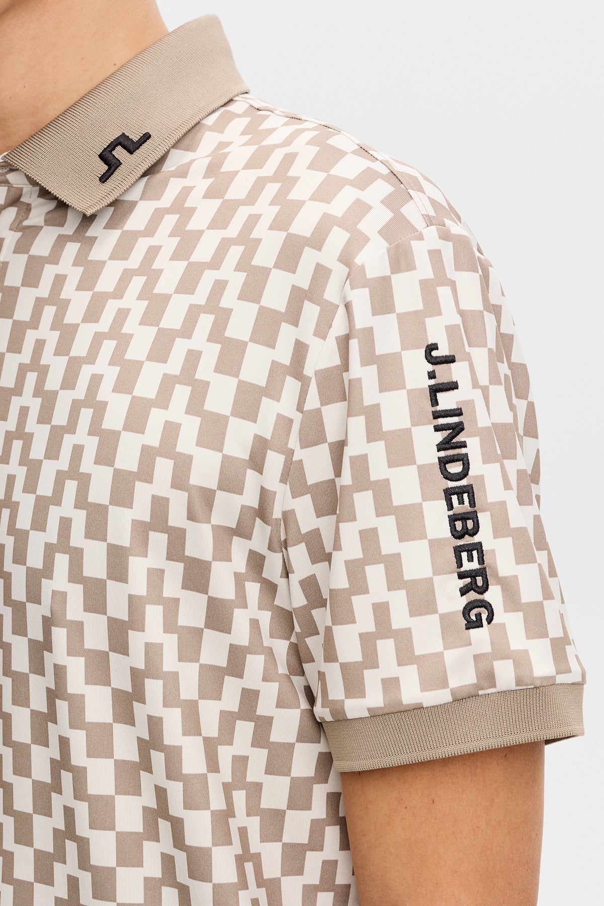 Tour Tech Print Polo in Bridge Stack Brindle M by J.Lindeberg