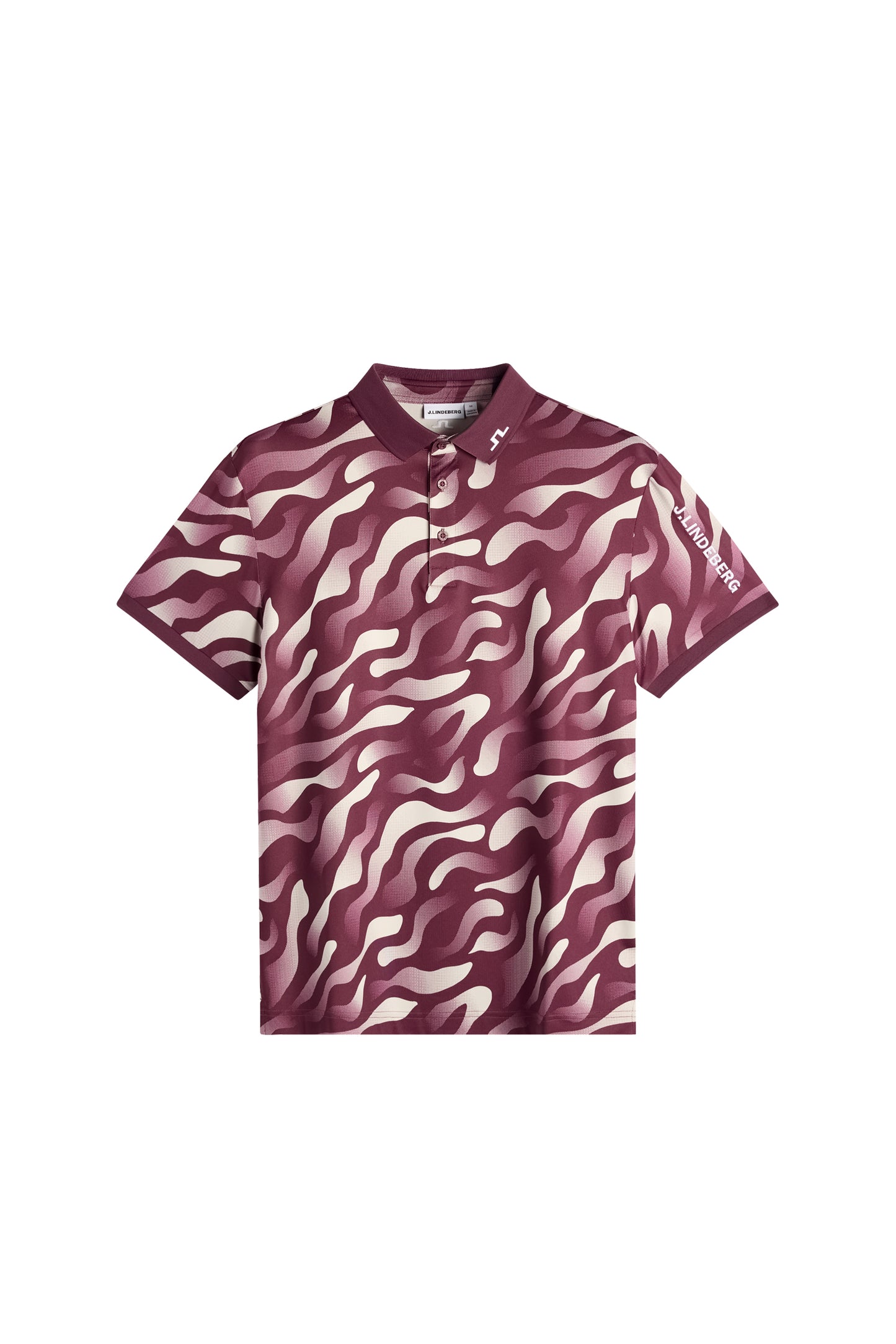 Tour Tech Print Polo in Bunker Fade Winetasting Moon M by J.Lindeberg
