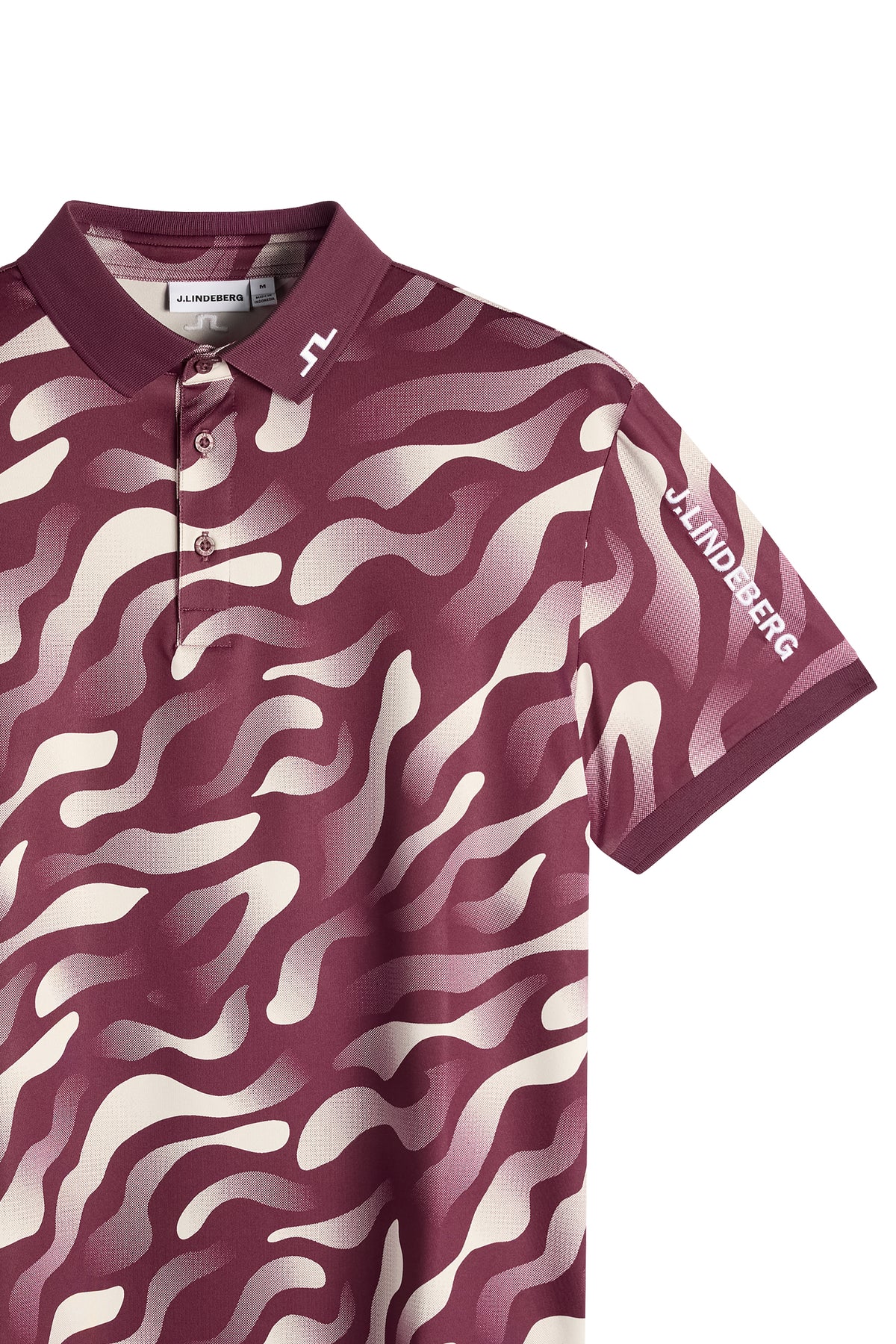 Tour Tech Print Polo in Bunker Fade Winetasting Moon M by J.Lindeberg