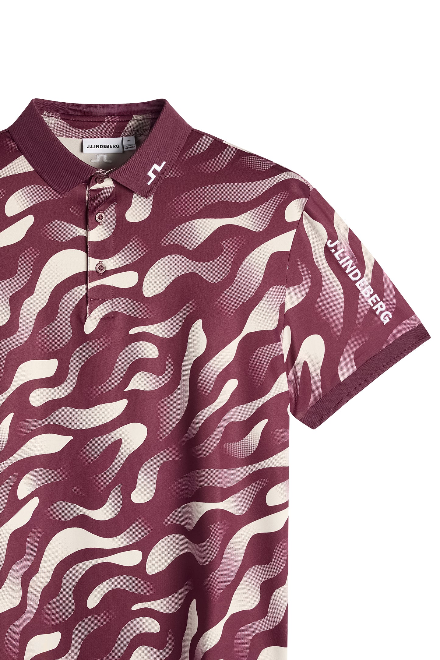 Tour Tech Print Polo in Bunker Fade Winetasting Moon M by J.Lindeberg