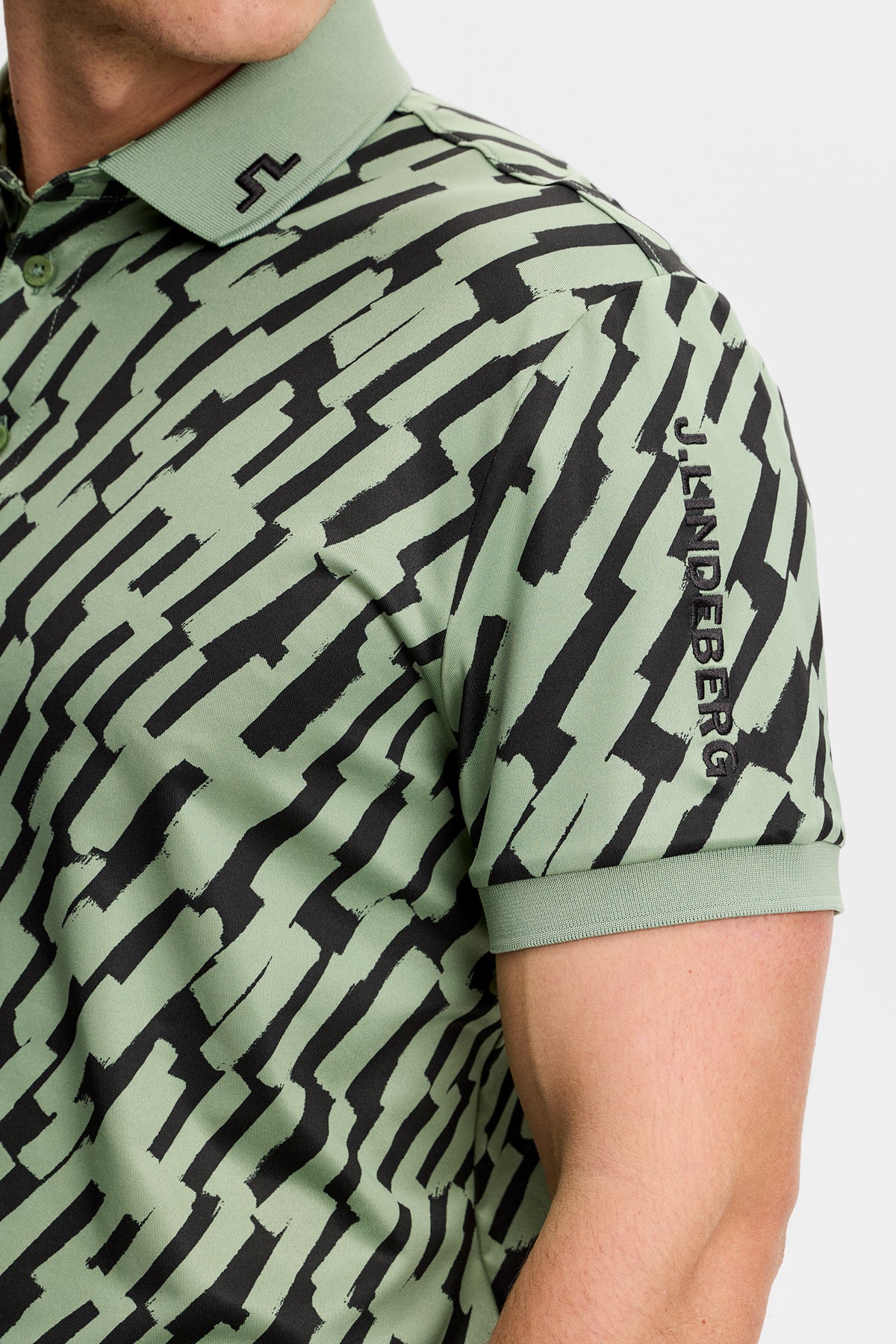 Tour Tech Print Polo in Oak Green M by J.Lindeberg
