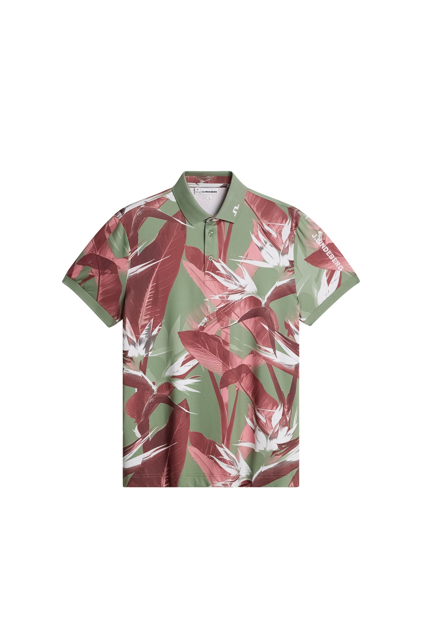 Tour Tech Print Polo in Paradise Hedge Green M by J.Lindeberg