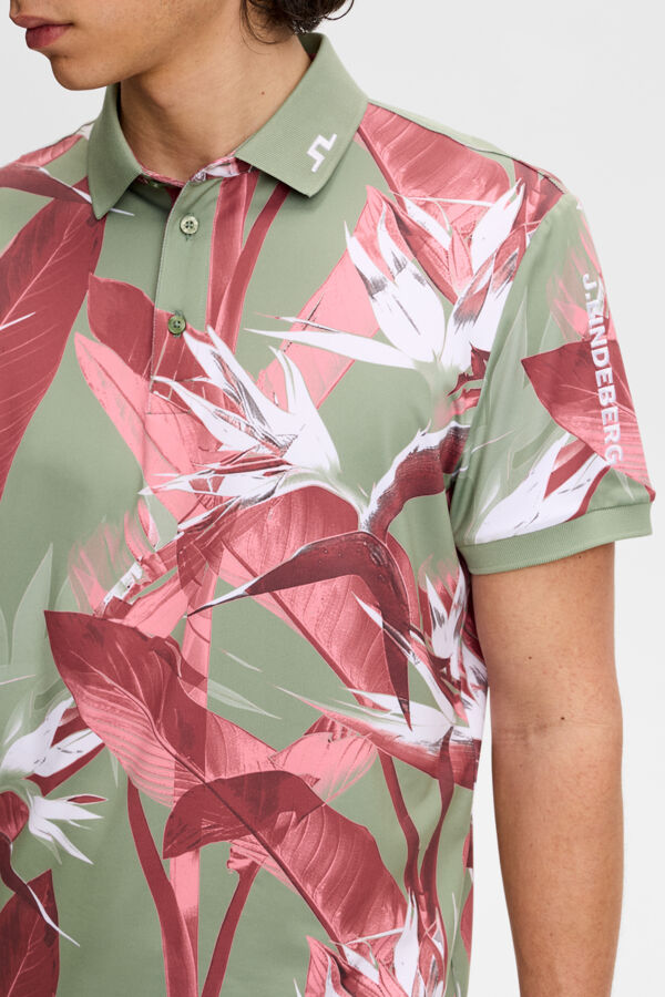 Tour Tech Print Polo / Paradise Hedge Green M