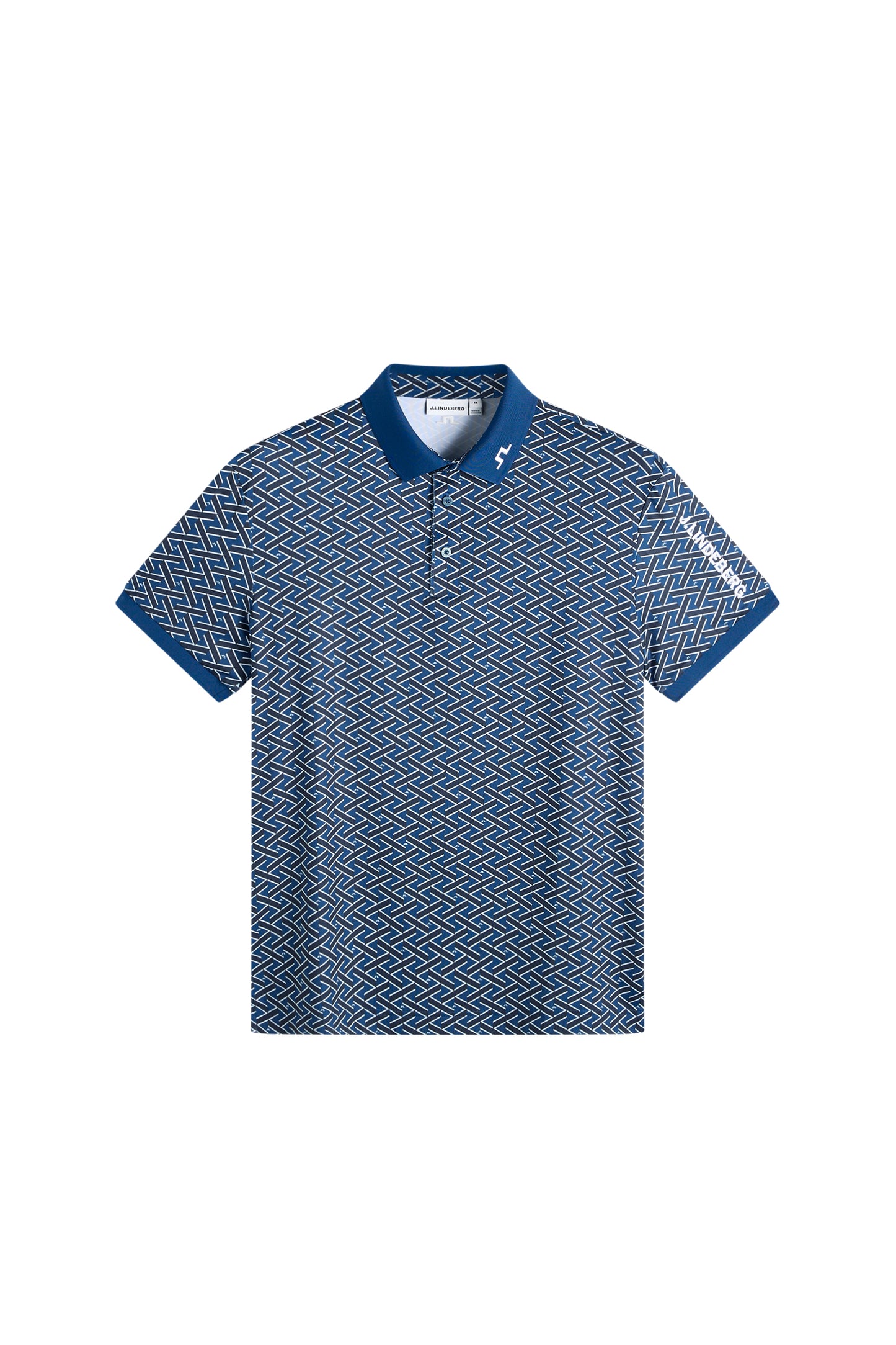 Tour Tech Print Polo in Ladder Estate Navy S by J.Lindeberg