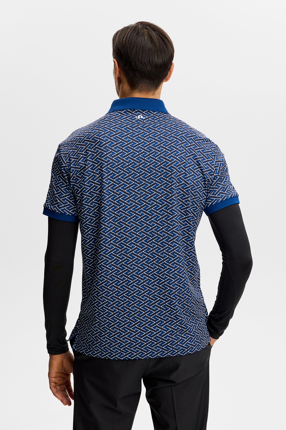 Tour Tech Print Polo in Ladder Estate Navy S by J.Lindeberg