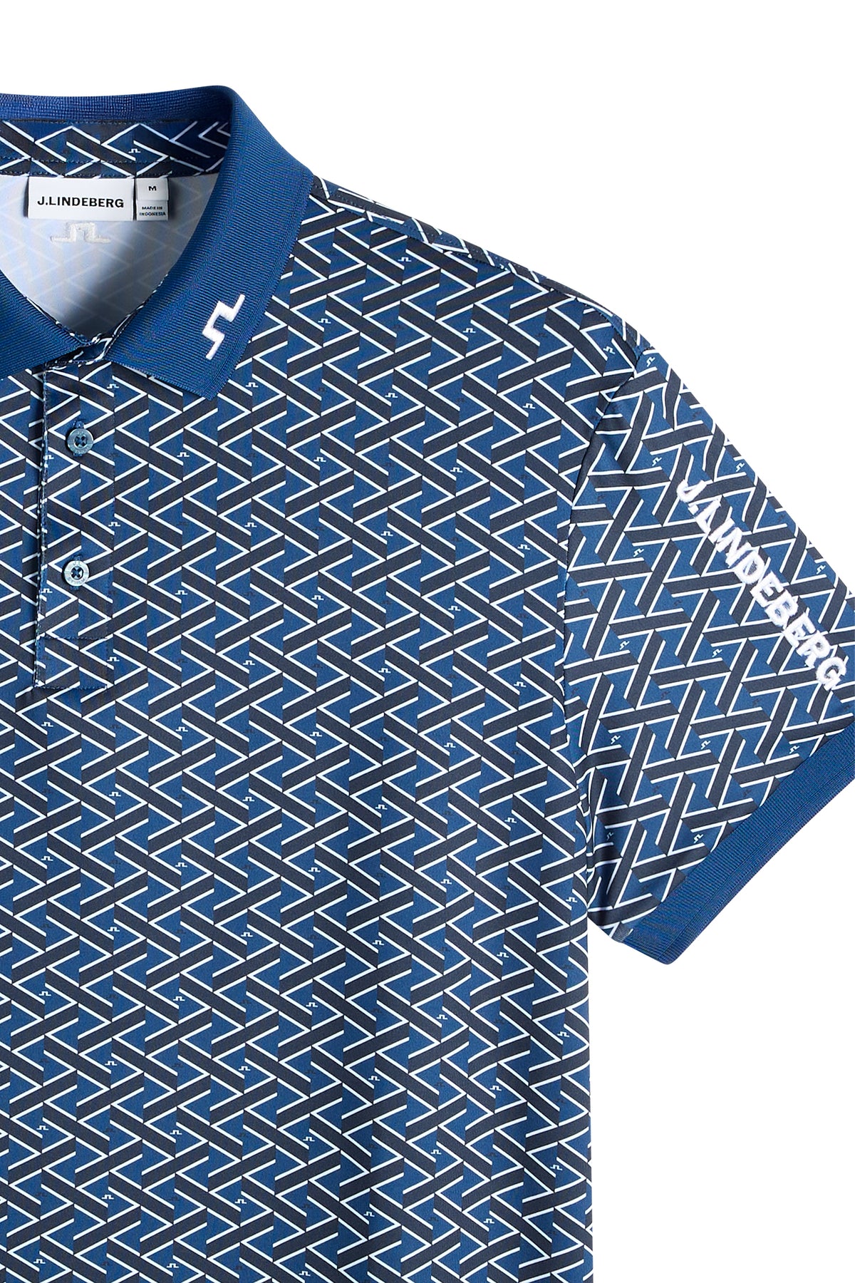 Tour Tech Print Polo in Ladder Estate Navy S by J.Lindeberg