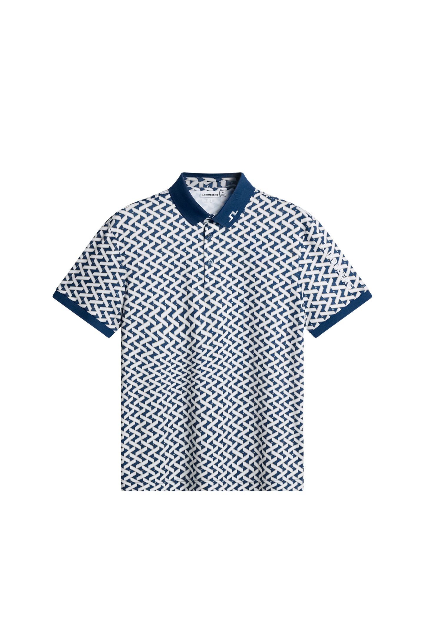 Tour Tech Print Polo in Ladder Estate White S by J.Lindeberg