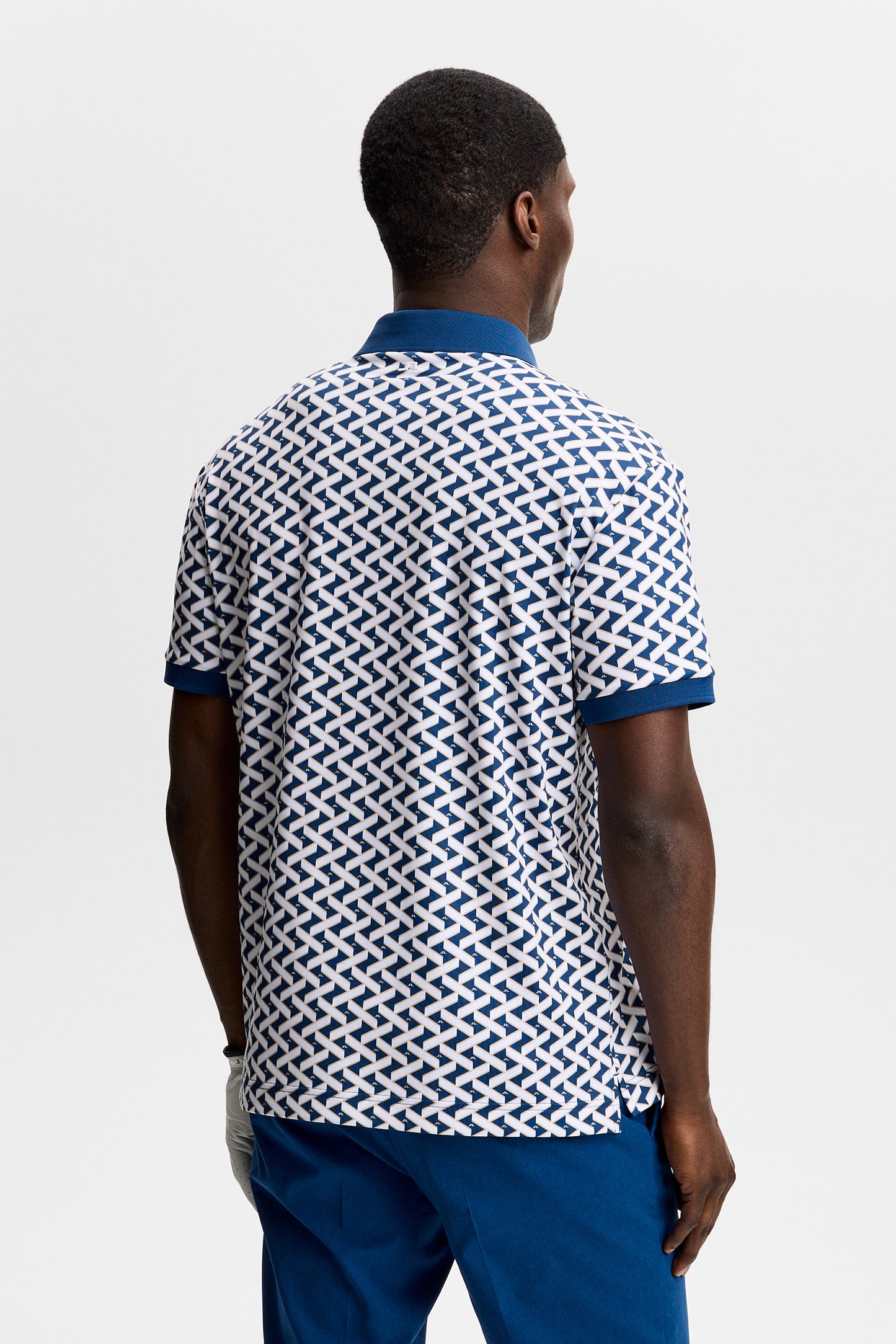 Tour Tech Print Polo in Ladder Estate White S by J.Lindeberg