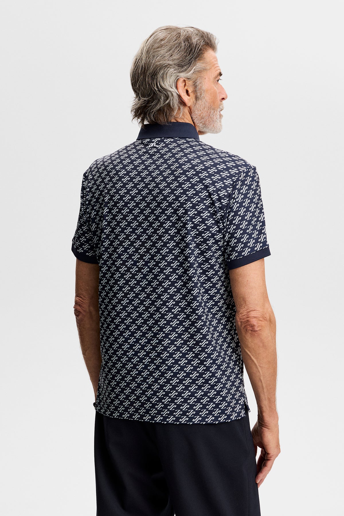 Tour Tech Print Polo in Bunker Fade Navy Set M by J.Lindeberg