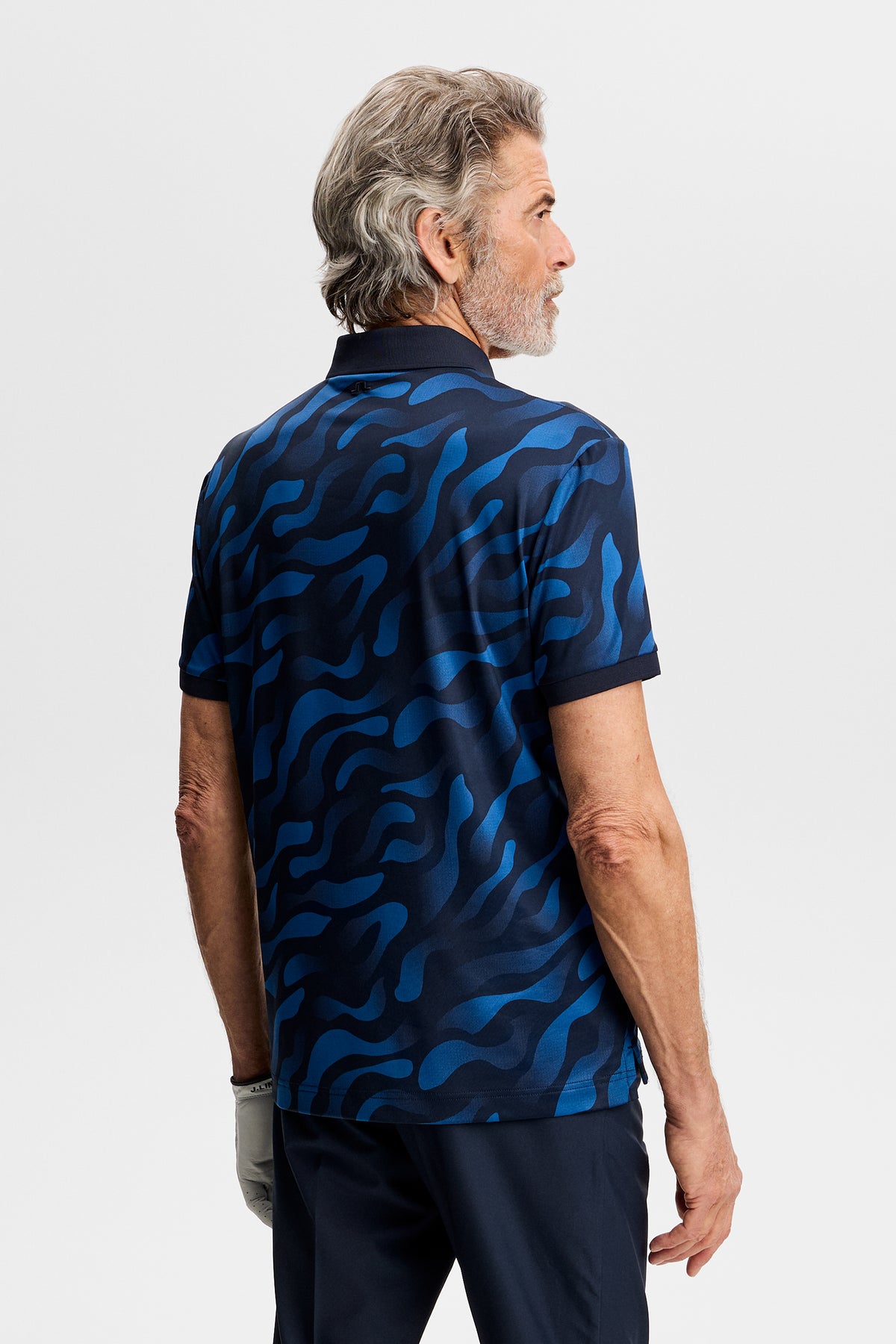 Tour Tech Print Polo in Cardi Jacquard S - JL Navy by J.Lindeberg