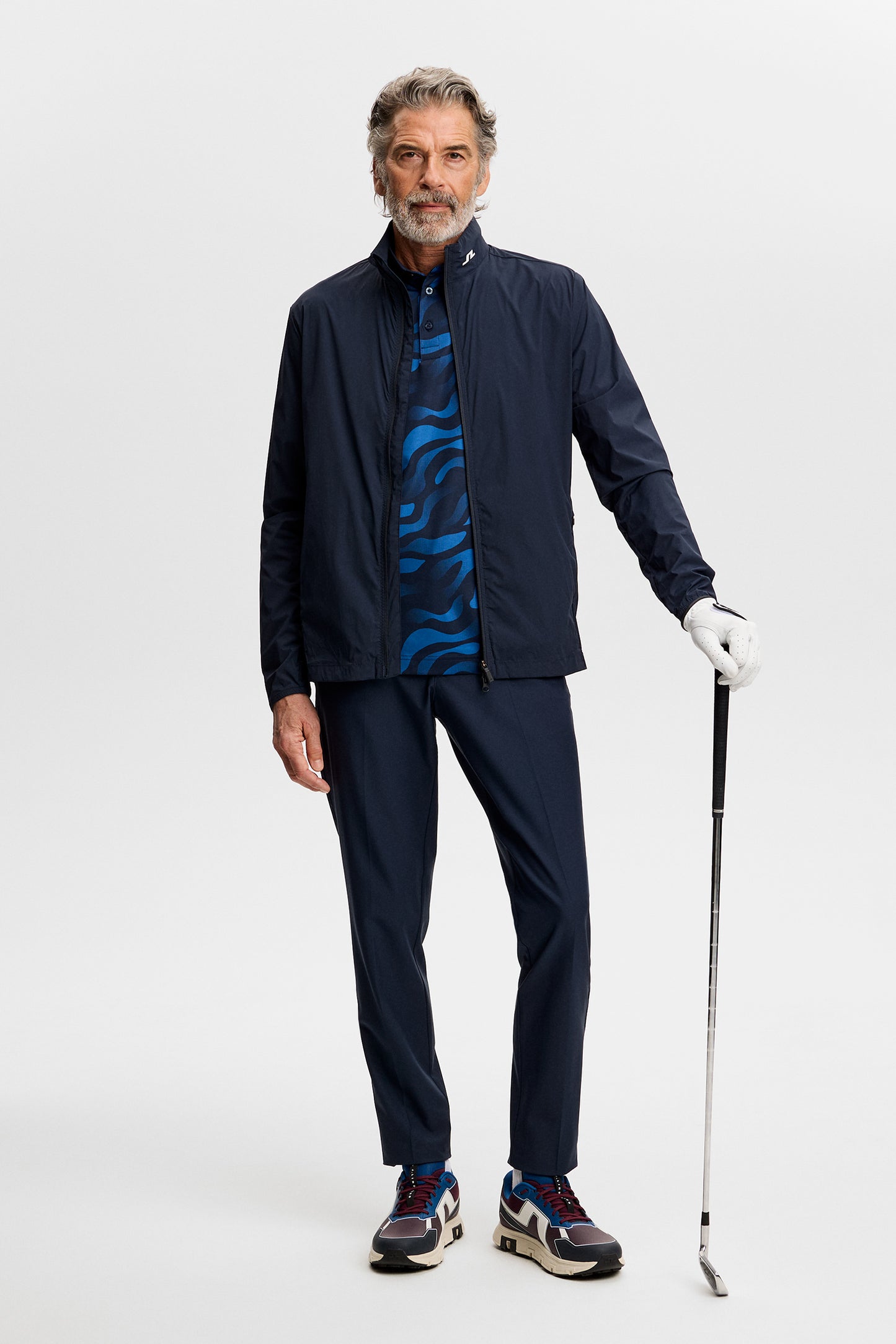 Tour Tech Print Polo in Cardi Jacquard S - JL Navy by J.Lindeberg