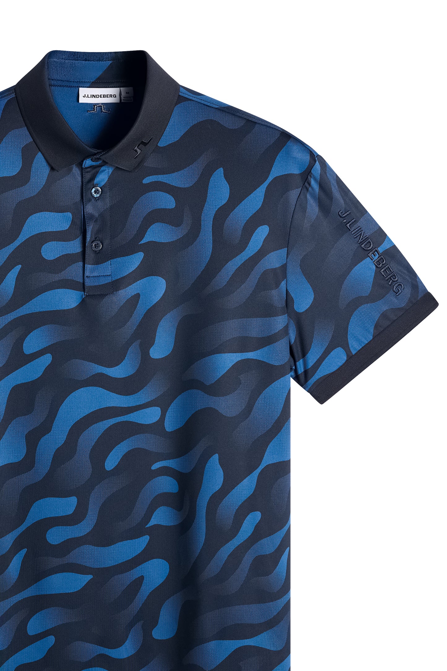 Tour Tech Print Polo in Cardi Jacquard S - JL Navy by J.Lindeberg