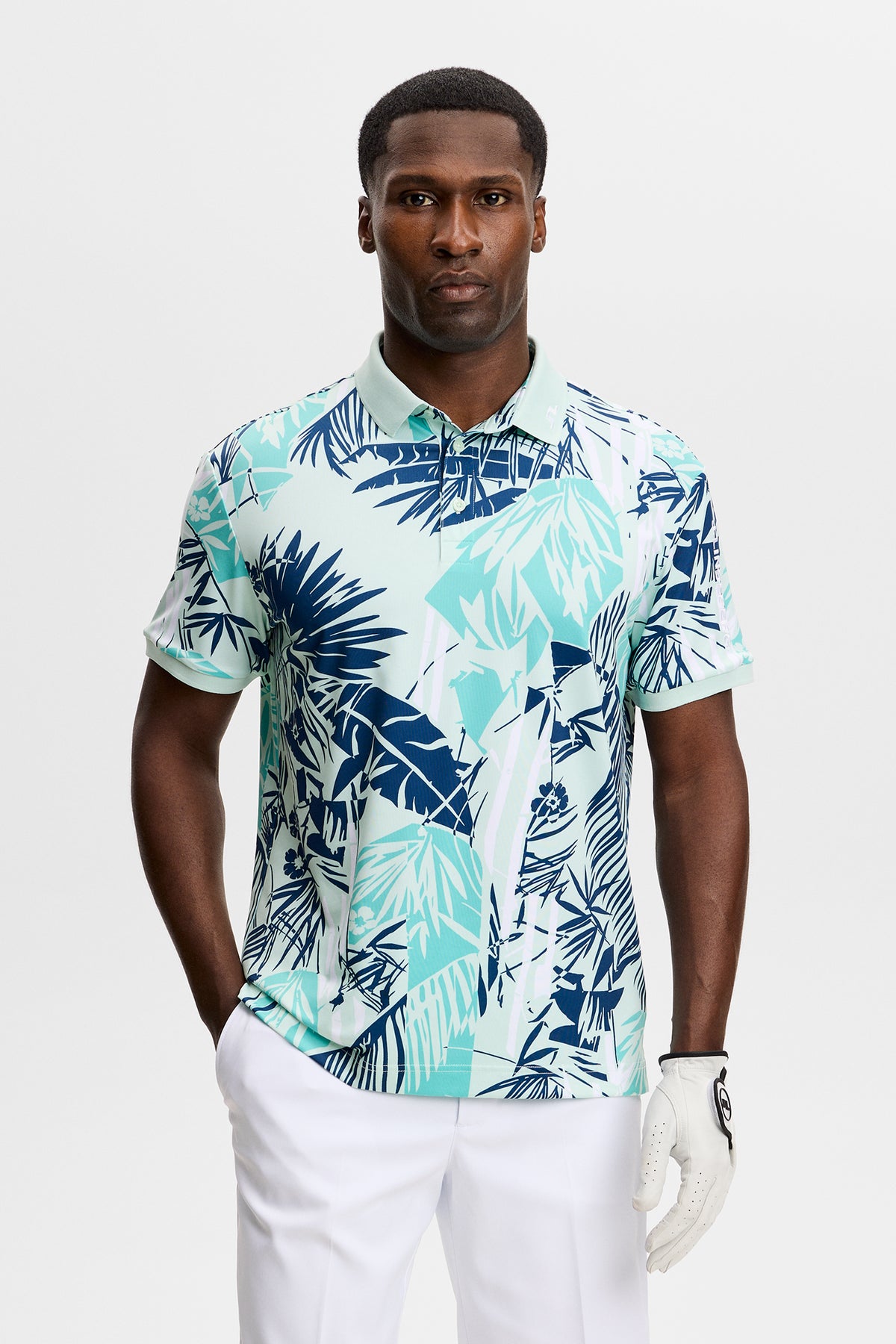 Tour Tech Print Polo in Grove Blue L by J.Lindeberg