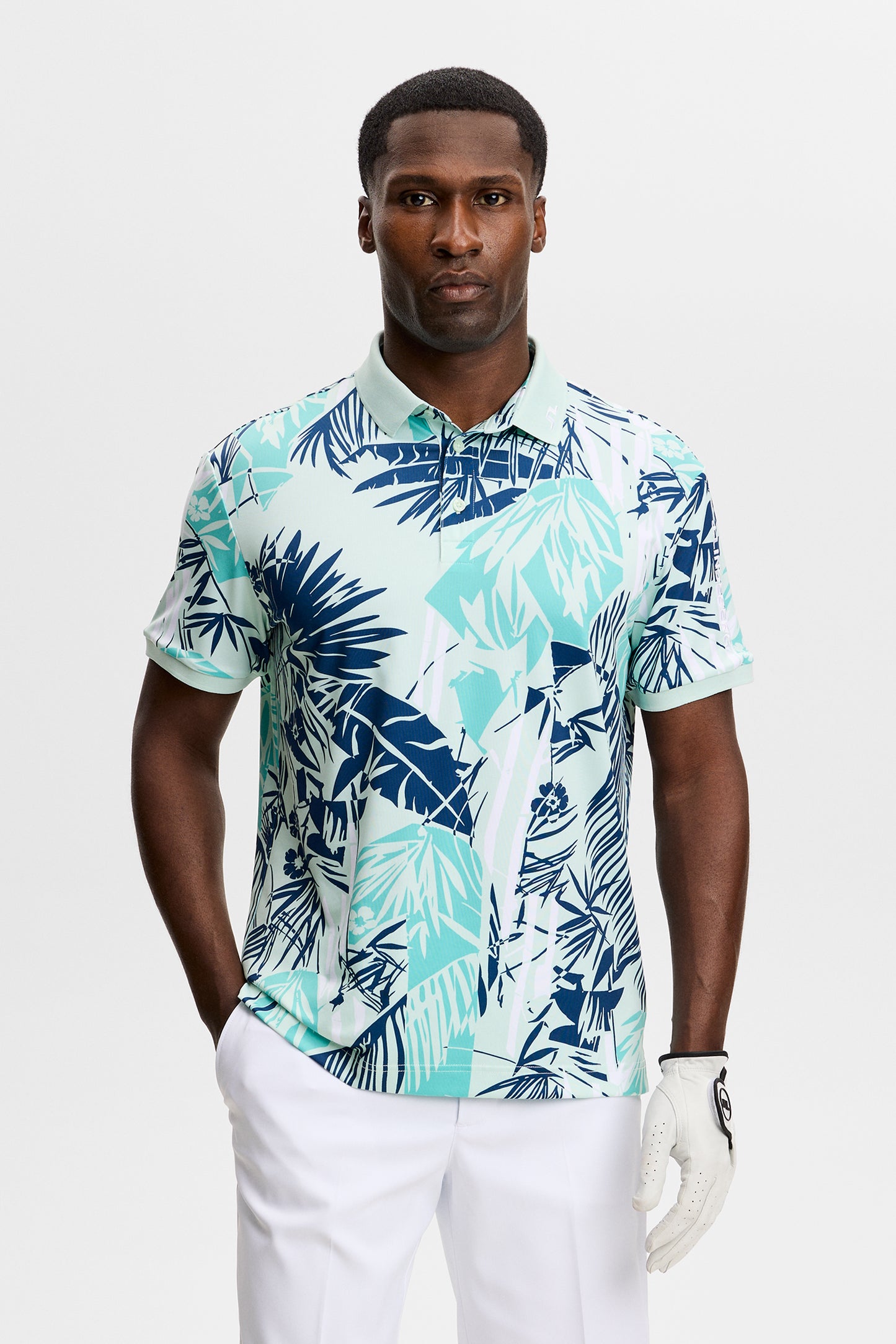 Tour Tech Print Polo in Grove Blue L by J.Lindeberg