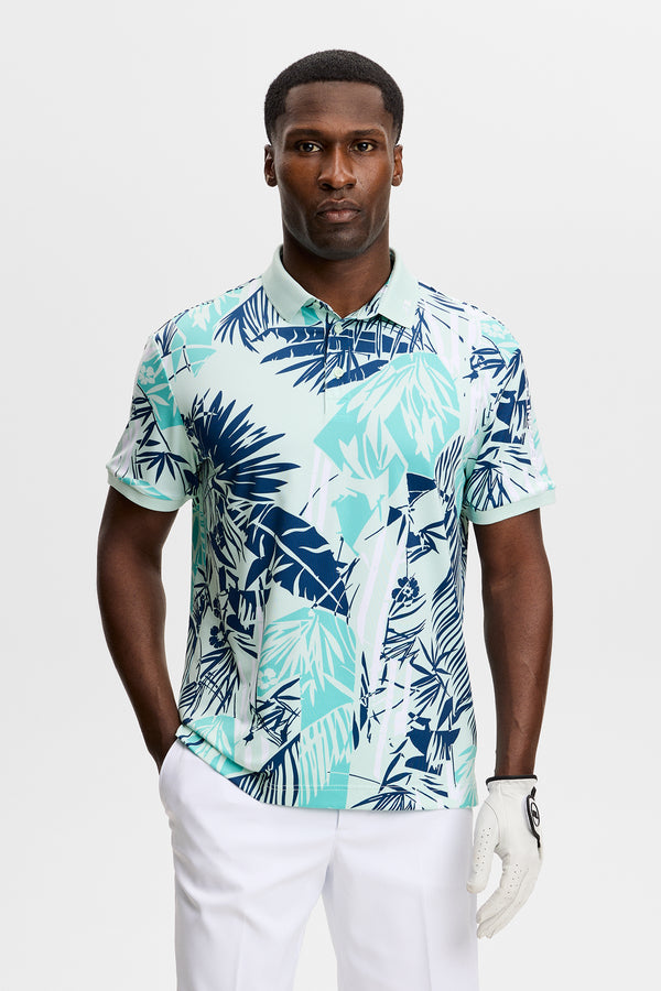 Tour Tech Print Polo / Grove Blue L