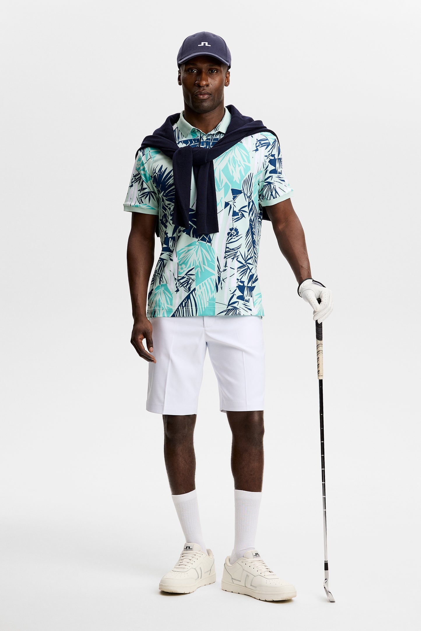 Tour Tech Print Polo in Grove Blue L by J.Lindeberg