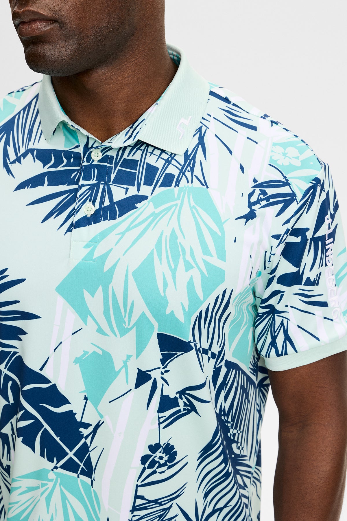 Tour Tech Print Polo in Grove Blue L by J.Lindeberg