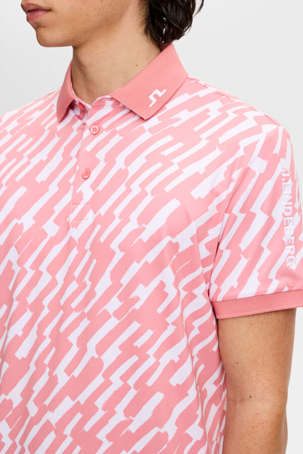 Tour Tech Print Polo / Oak Flamingo M