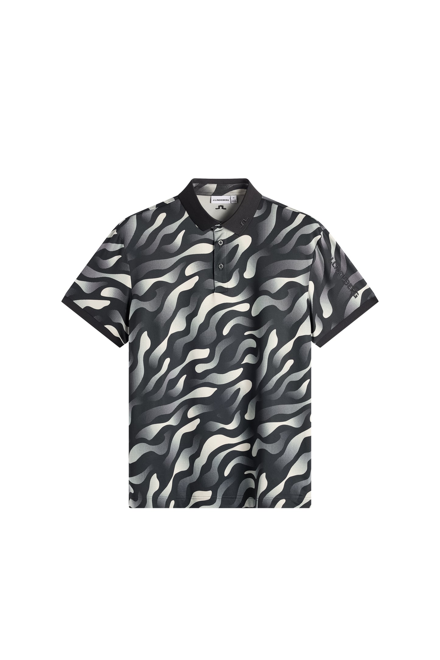 Tour Tech Print Polo in Bunker Fade Black Moonbeam M by J.Lindeberg