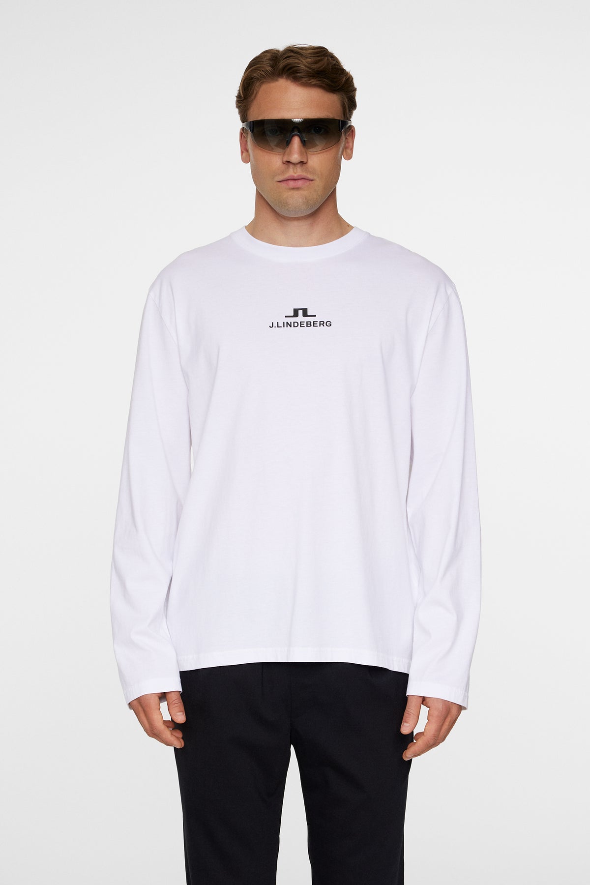 Cale Logo Longsleeve T-shirt in White by J.Lindeberg