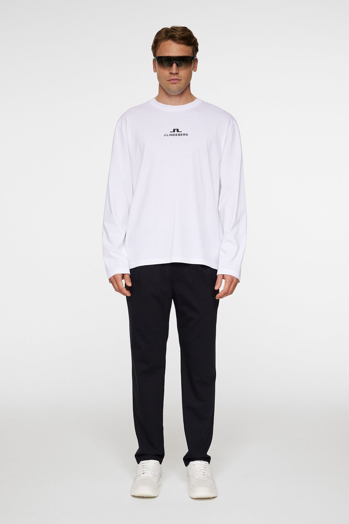 Cale Logo Longsleeve T-shirt in White by J.Lindeberg