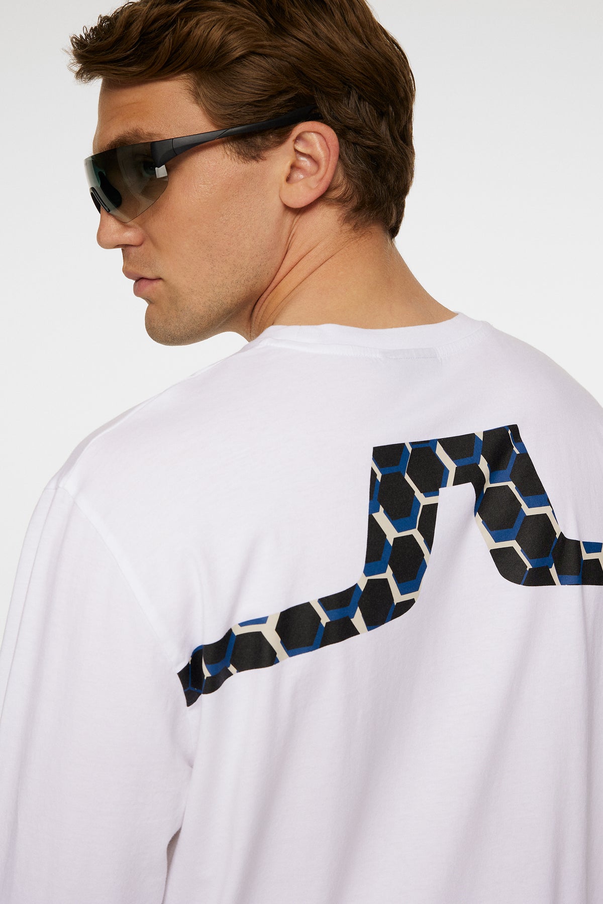 Cale Logo Longsleeve T-shirt in White by J.Lindeberg