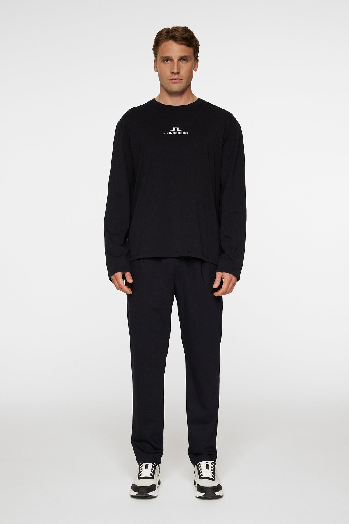 Cale Logo Longsleeve T-shirt in Black by J.Lindeberg