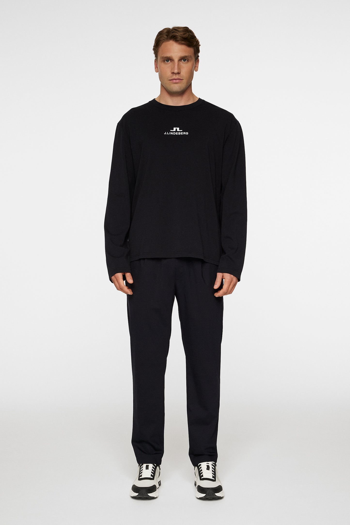 Cale Logo Longsleeve T-shirt in Black by J.Lindeberg