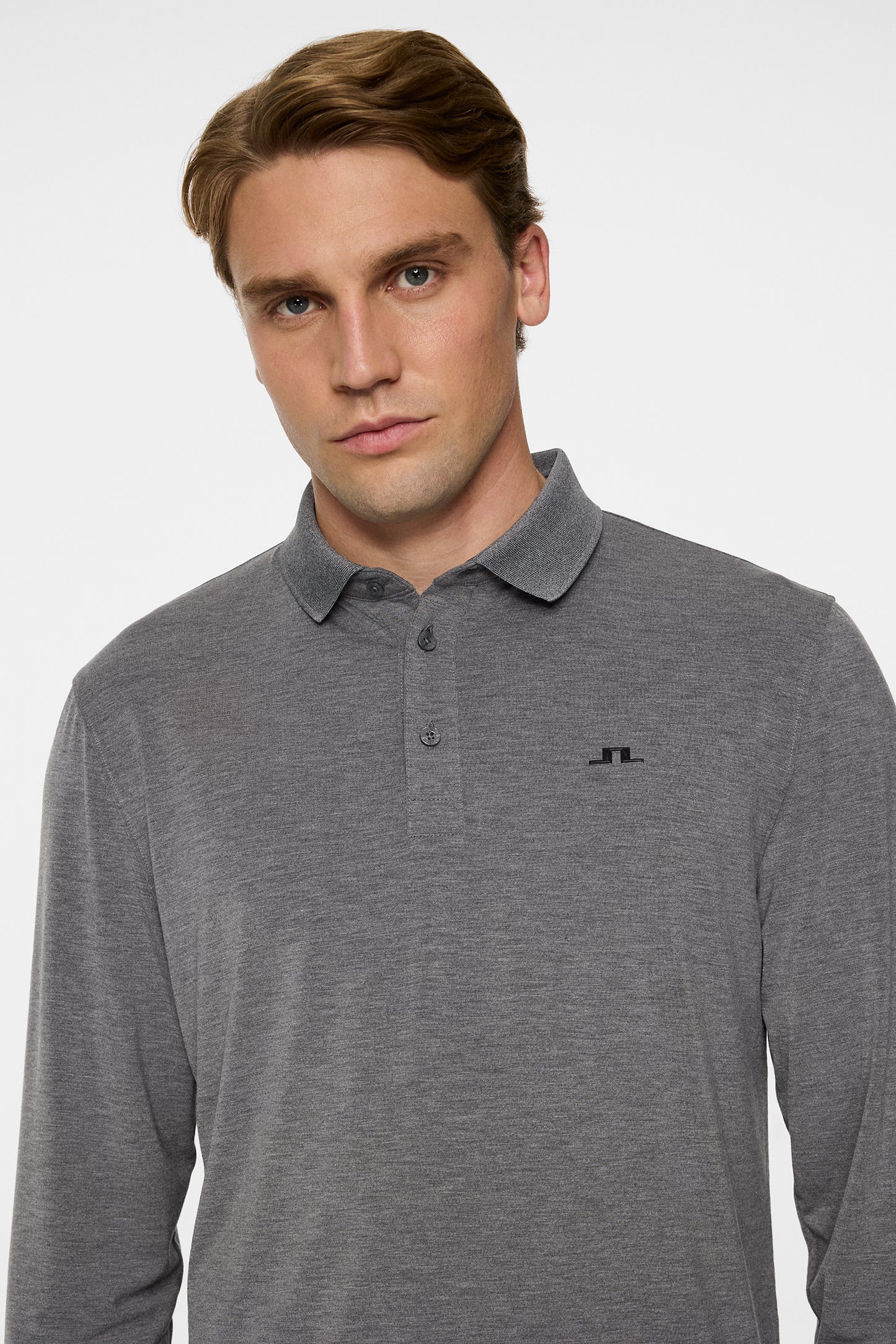 Florian LS Polo in Dark Grey Melange by J.Lindeberg