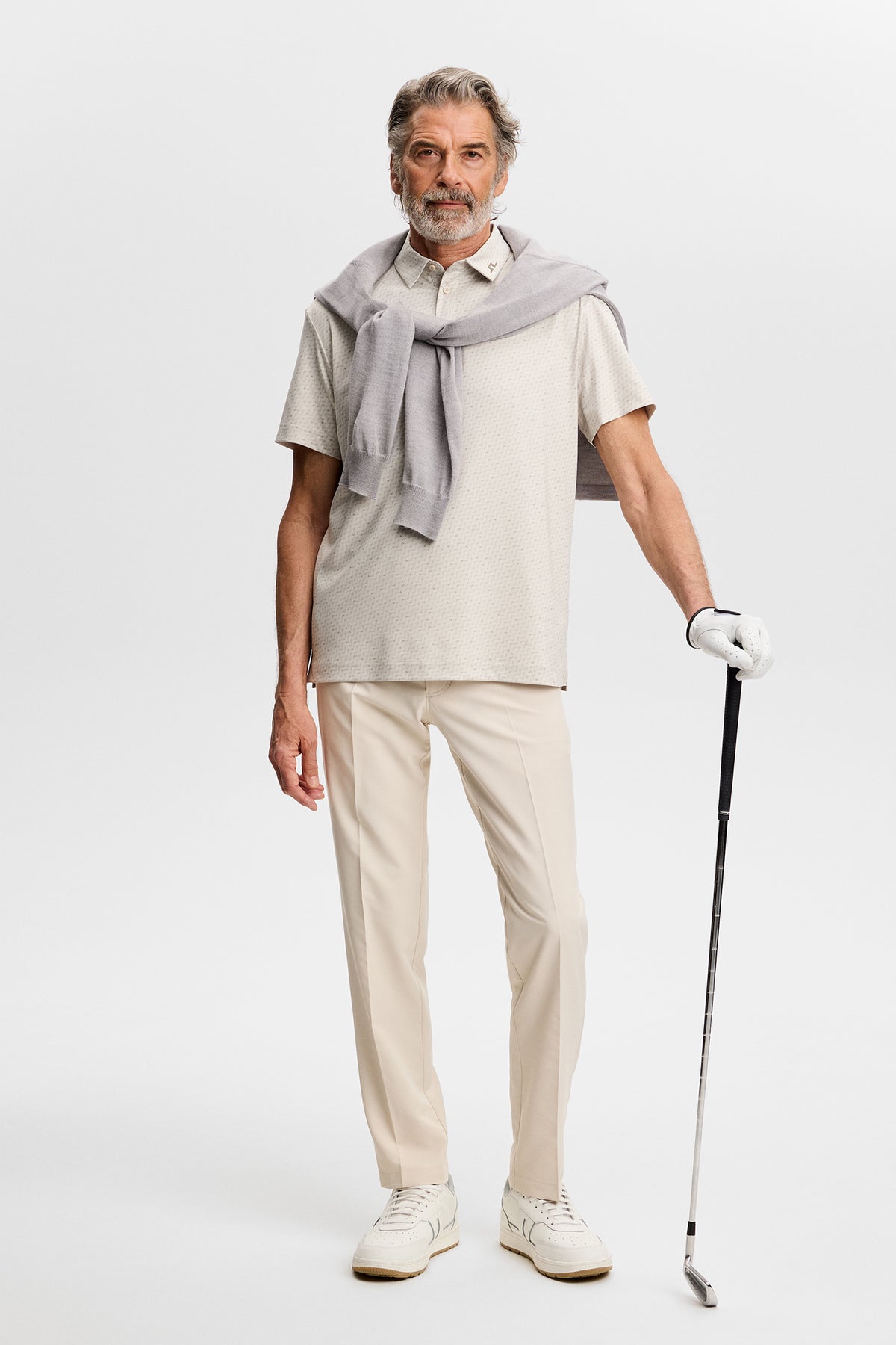 Tod Print Polo in Bias Bridge Micro Moon Brindle by J.Lindeberg