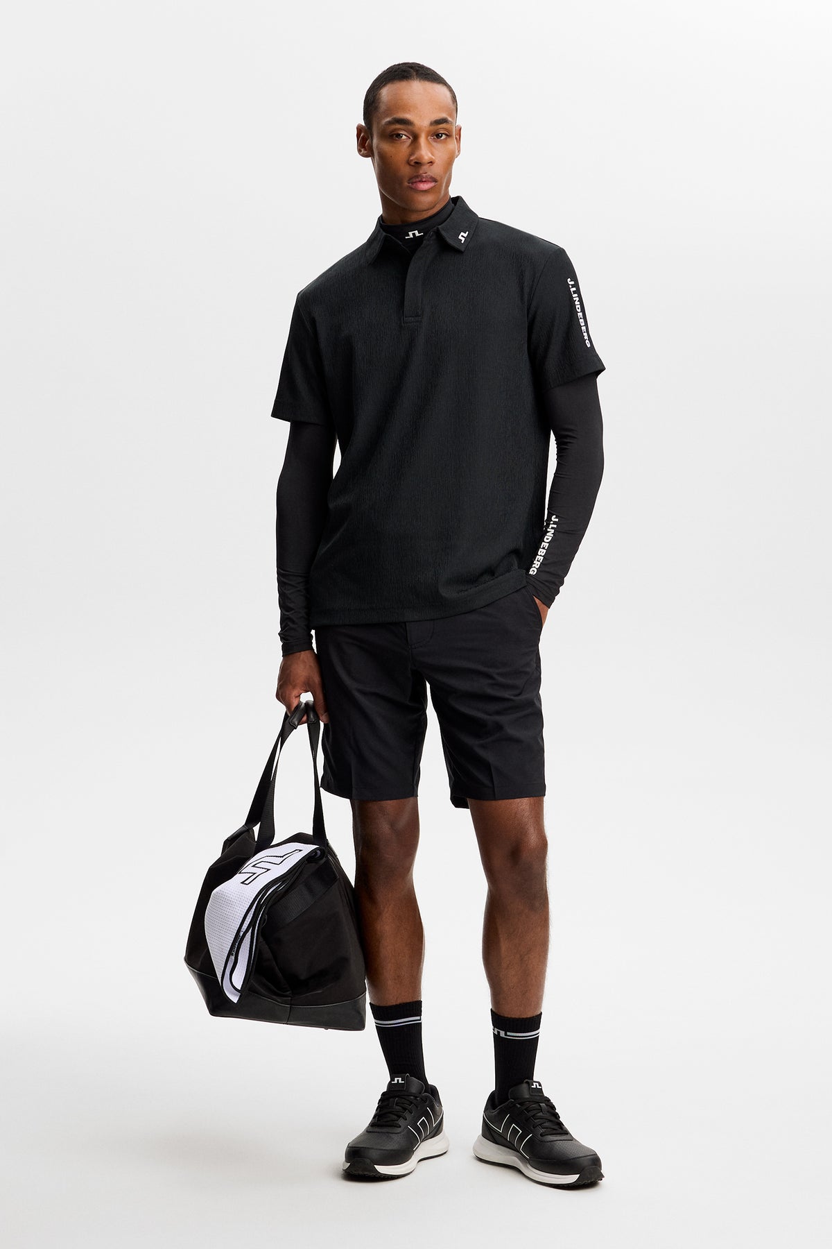 Tour Tech Textured Polo in Black by J.Lindeberg