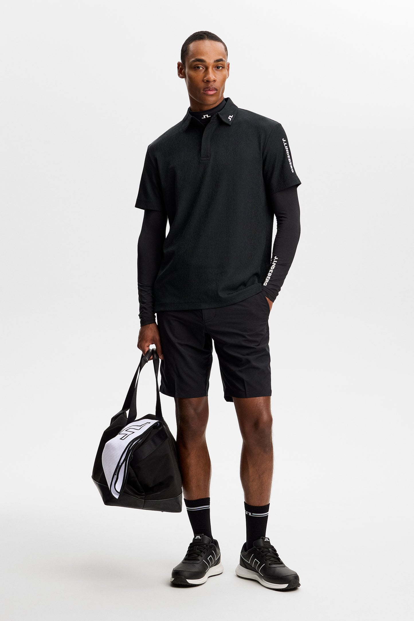 Tour Tech Textured Polo in Black by J.Lindeberg